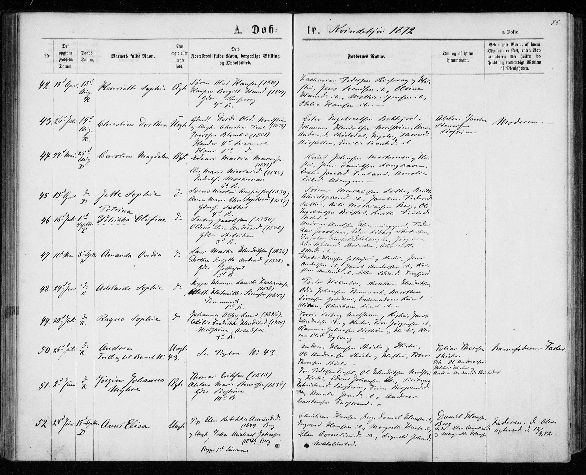 Tranøy sokneprestkontor, SATØ/S-1313/I/Ia/Iaa/L0008kirke: Parish register (official) no. 8, 1867-1877, p. 85