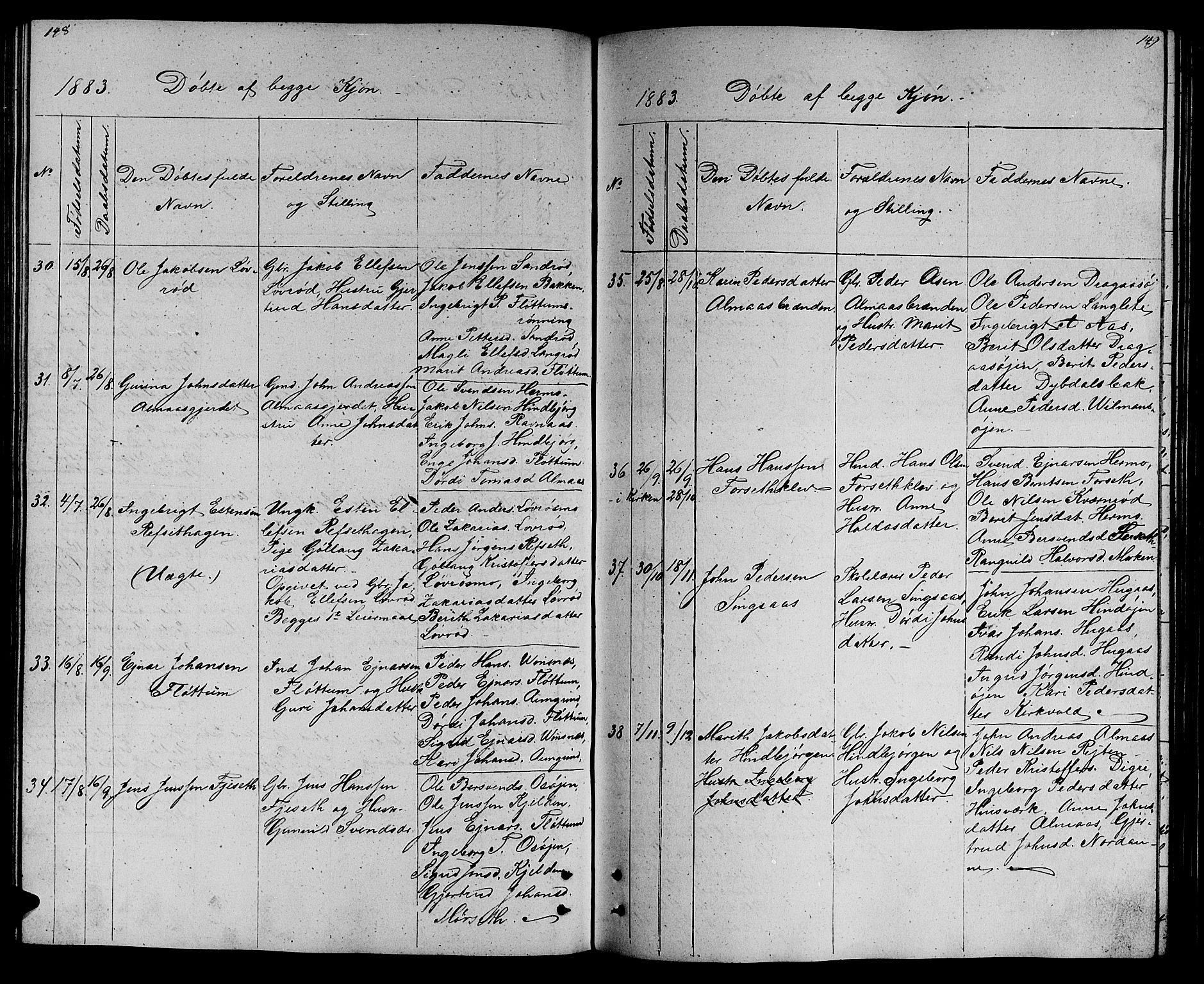 Ministerialprotokoller, klokkerbøker og fødselsregistre - Sør-Trøndelag, SAT/A-1456/688/L1027: Parish register (copy) no. 688C02, 1861-1889, p. 148-149