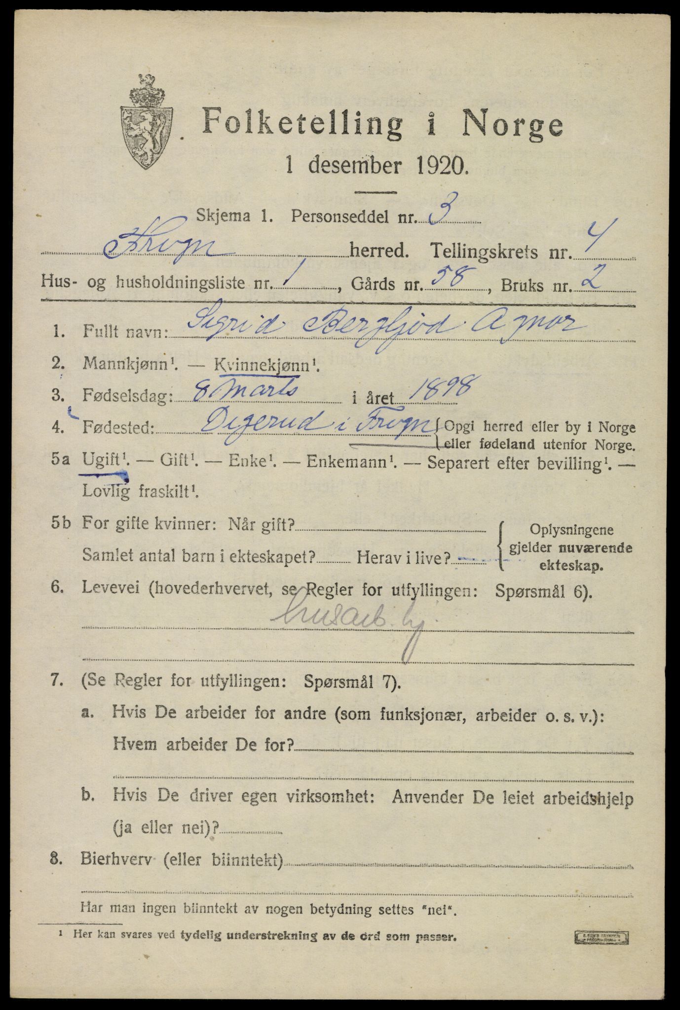 SAO, 1920 census for Frogn, 1920, p. 5553