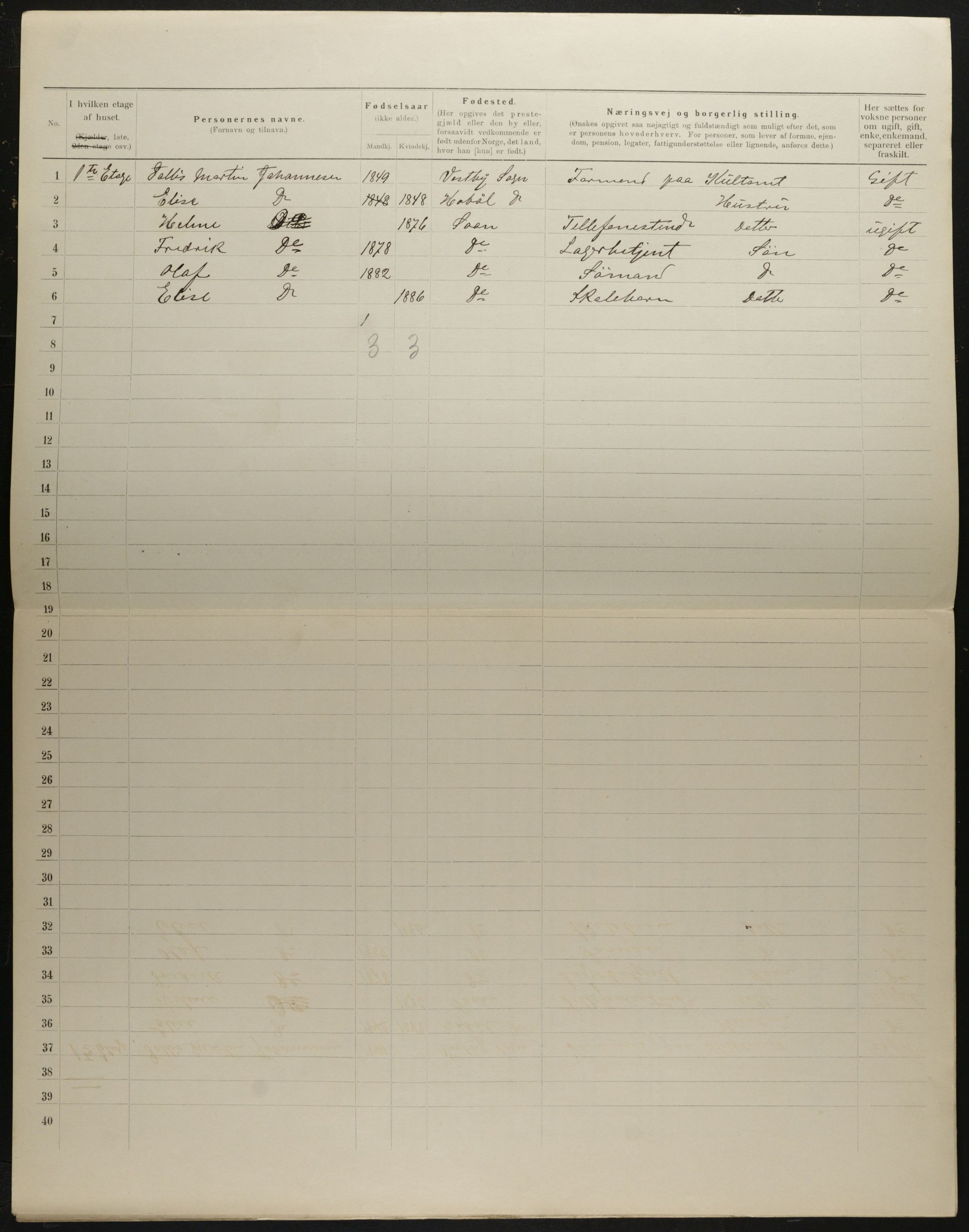 OBA, Municipal Census 1901 for Kristiania, 1901, p. 2085