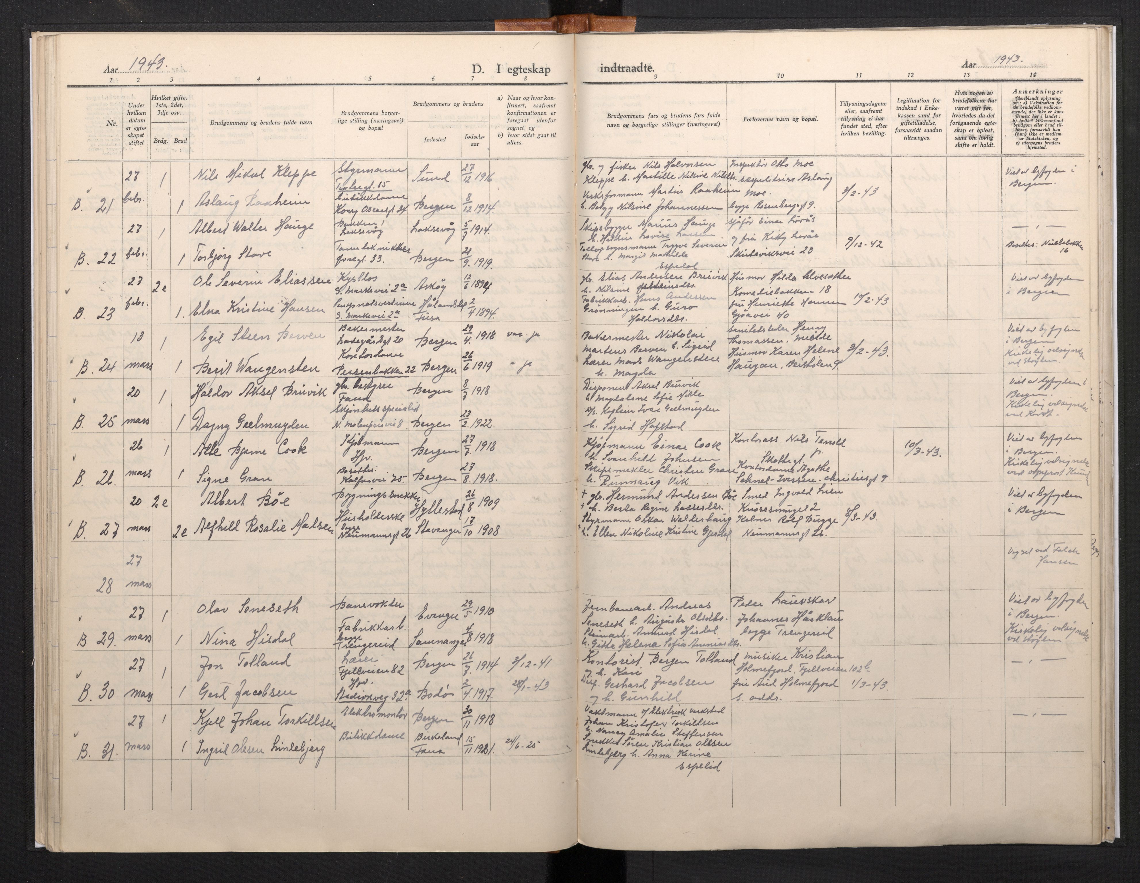 Domkirken sokneprestembete, AV/SAB-A-74801/H/Haa/L0016: Parish register (official) no. A 15, 1942-1952