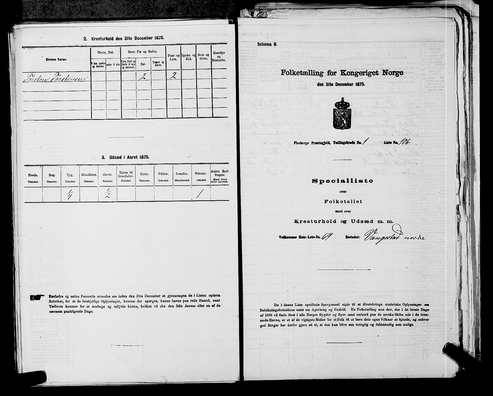 SAKO, 1875 census for 0631P Flesberg, 1875, p. 271