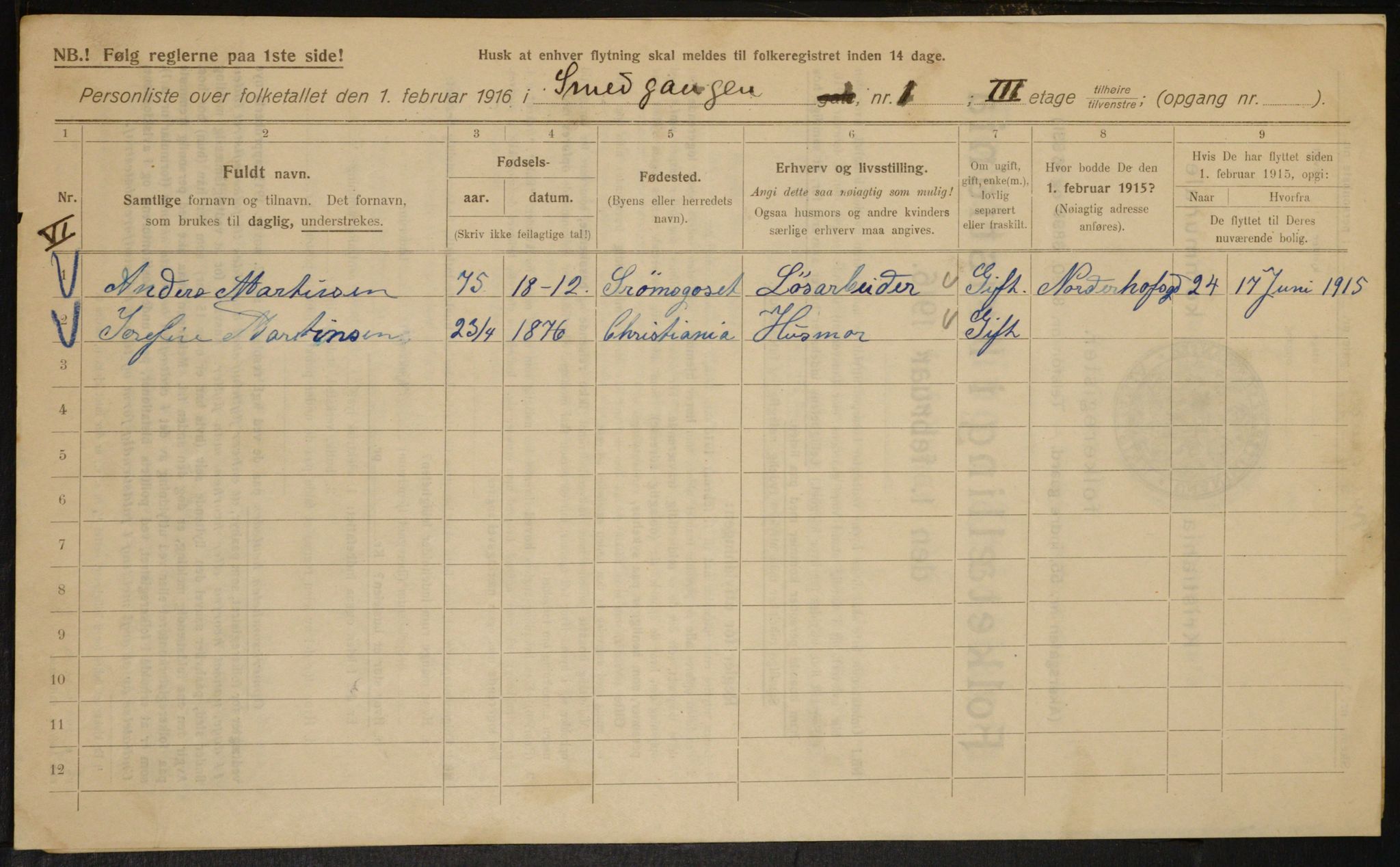 OBA, Municipal Census 1916 for Kristiania, 1916, p. 99556