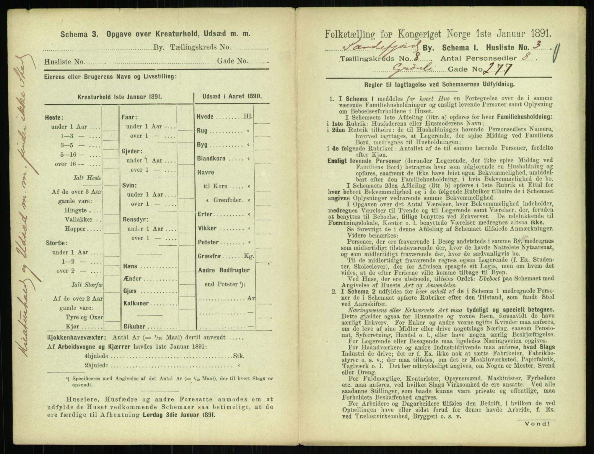 RA, 1891 census for 0706 Sandefjord, 1891, p. 837