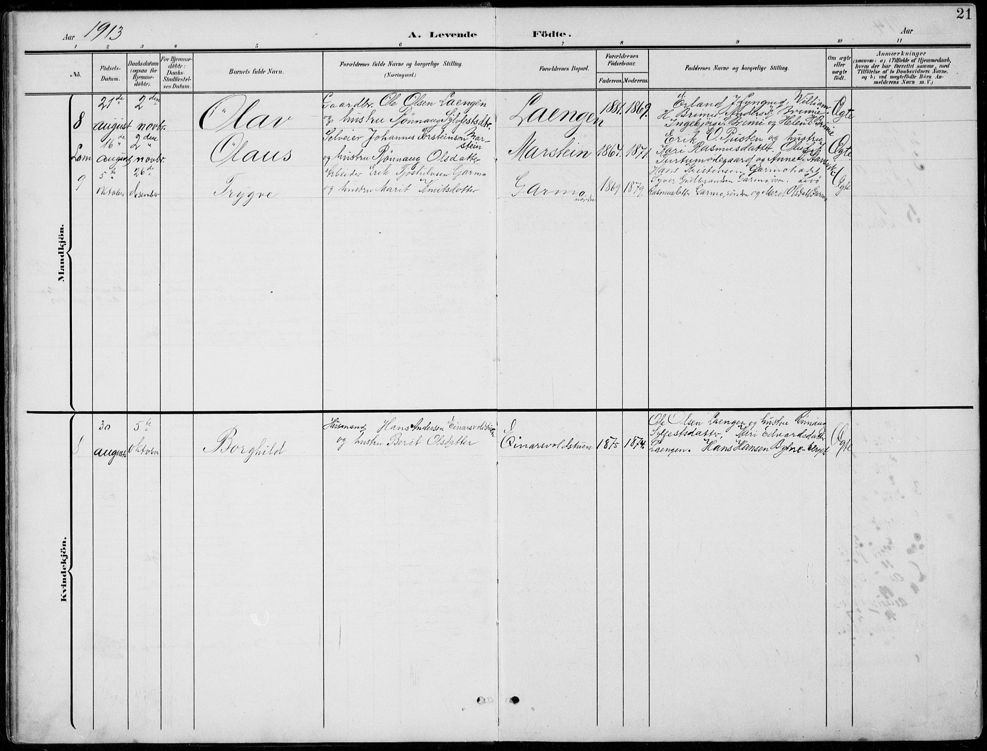 Lom prestekontor, SAH/PREST-070/L/L0006: Parish register (copy) no. 6, 1901-1939, p. 21