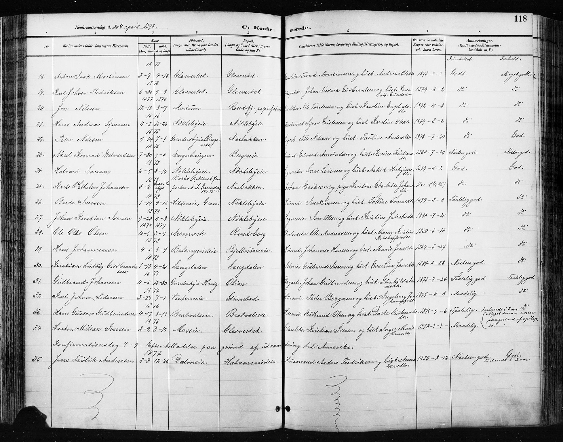 Jevnaker prestekontor, SAH/PREST-116/H/Ha/Haa/L0009: Parish register (official) no. 9, 1891-1901, p. 118