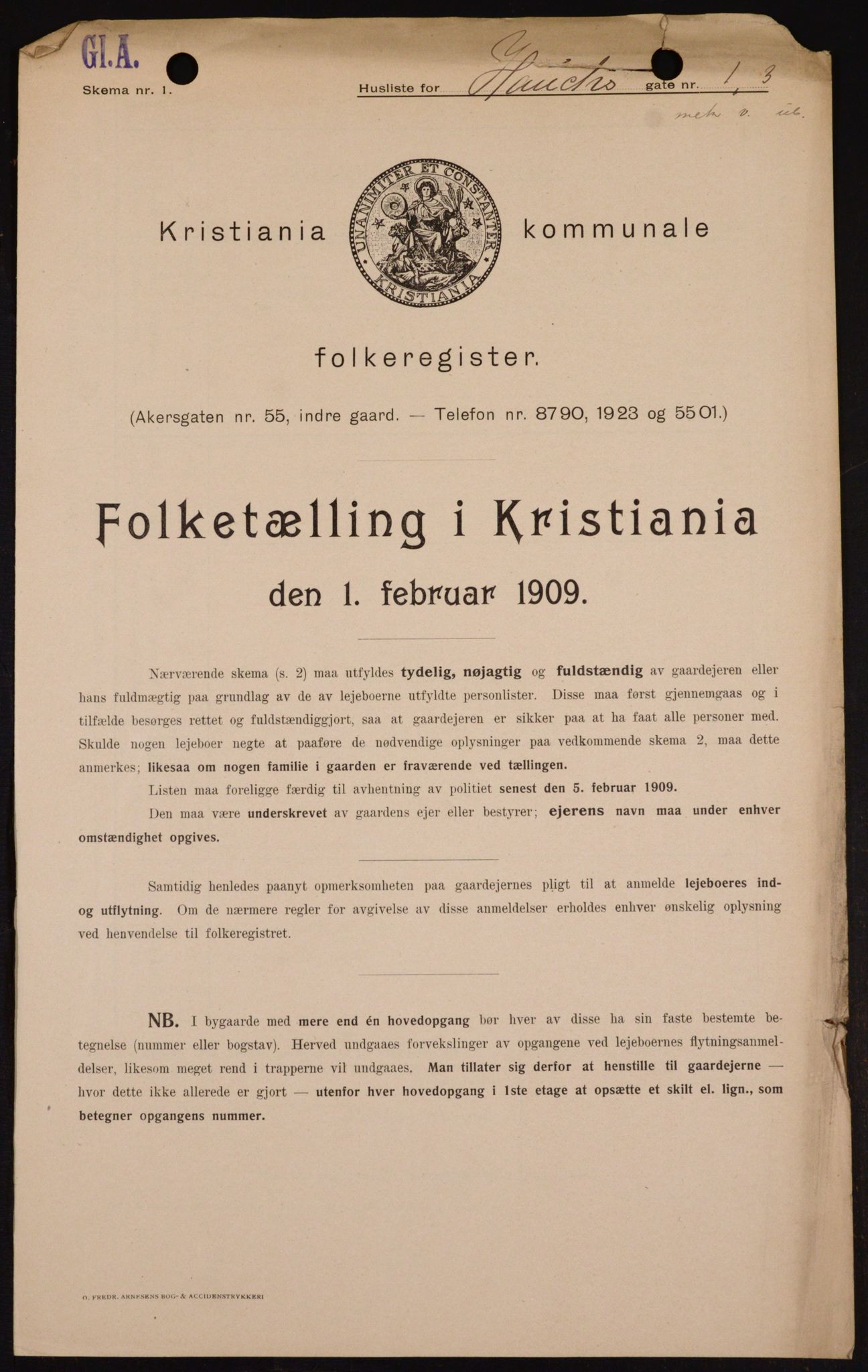 OBA, Municipal Census 1909 for Kristiania, 1909, p. 31762