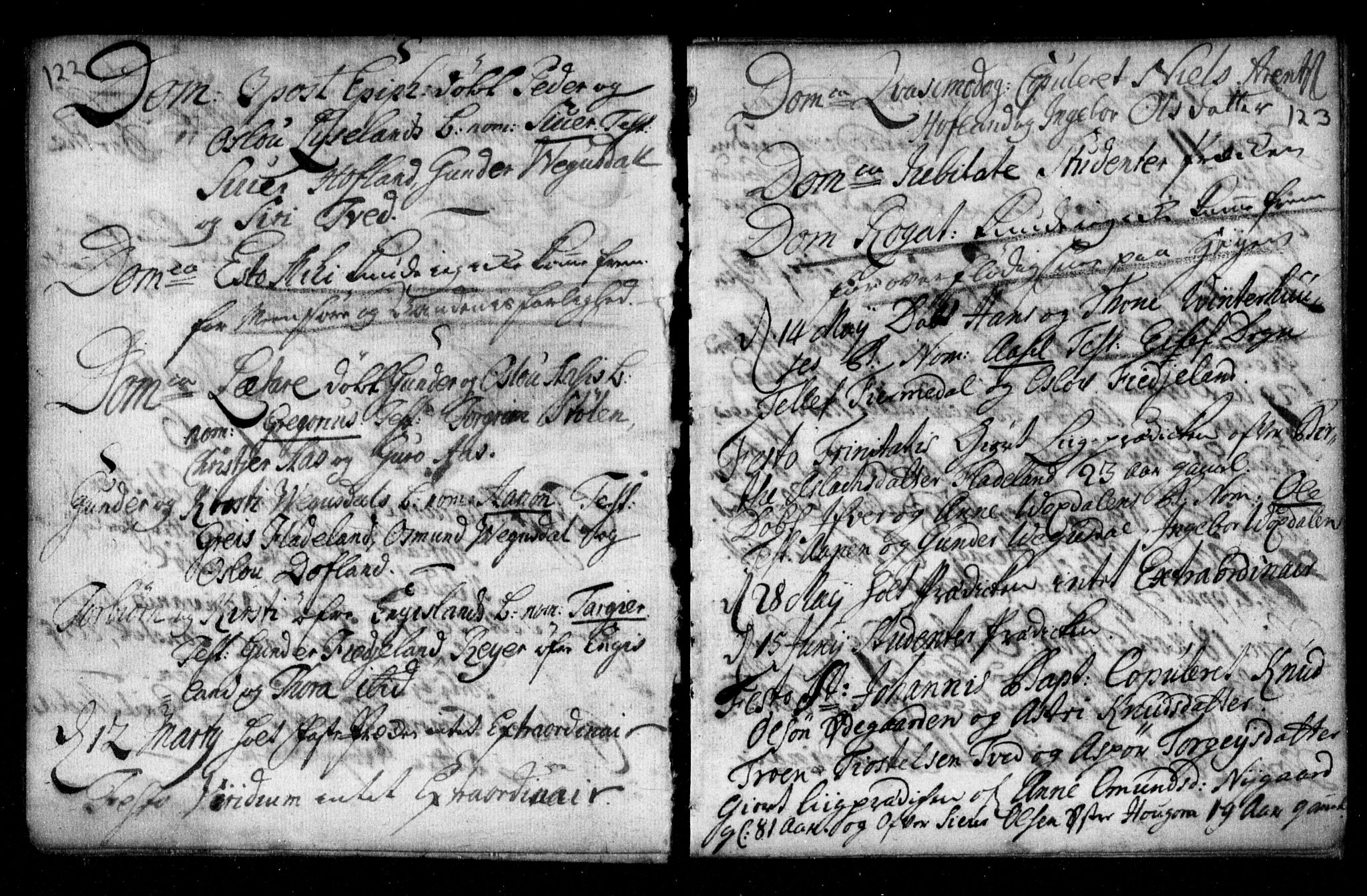 Herefoss sokneprestkontor, AV/SAK-1111-0019/F/Fa/Fab/L0001: Parish register (official) no. A 1, 1704-1779, p. 122-123