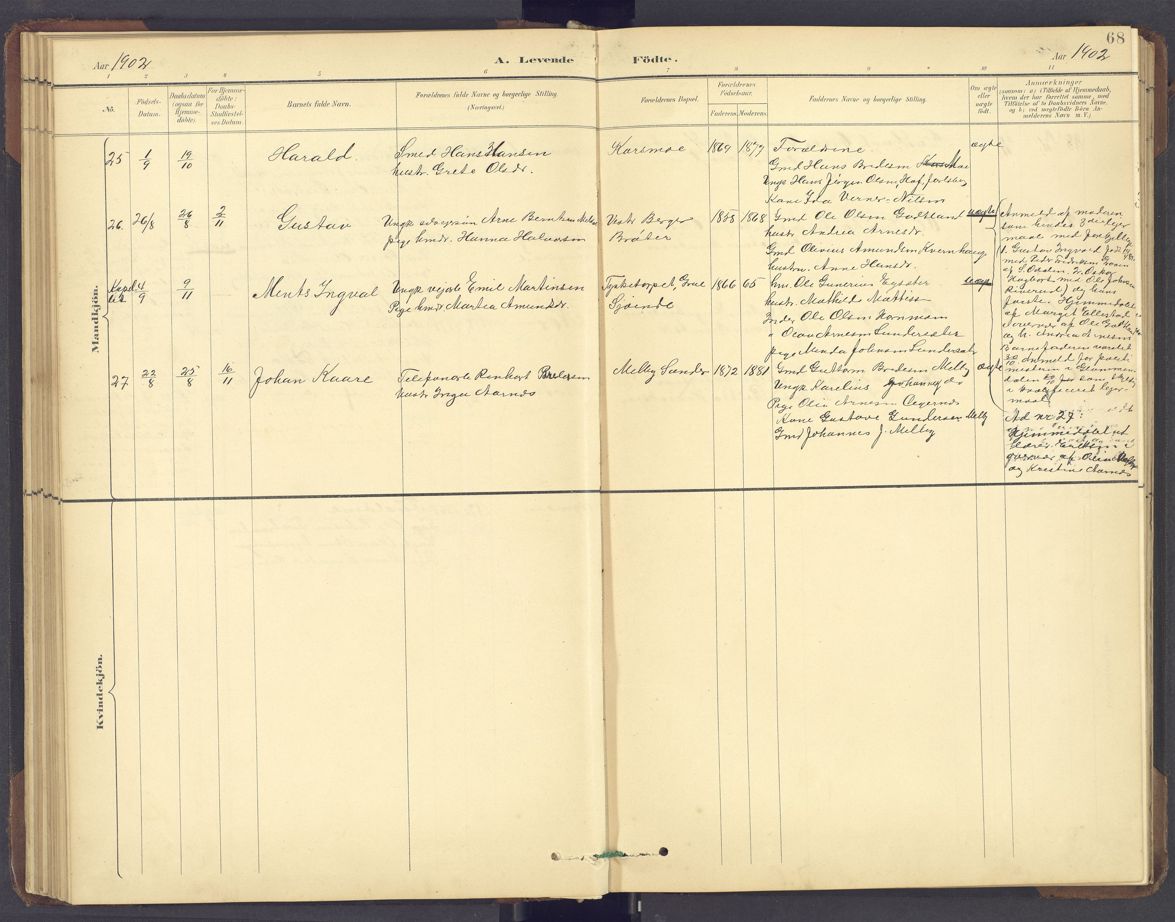 Brandval prestekontor, SAH/PREST-034/H/Ha/Hab/L0002: Parish register (copy) no. 2, 1895-1904, p. 68