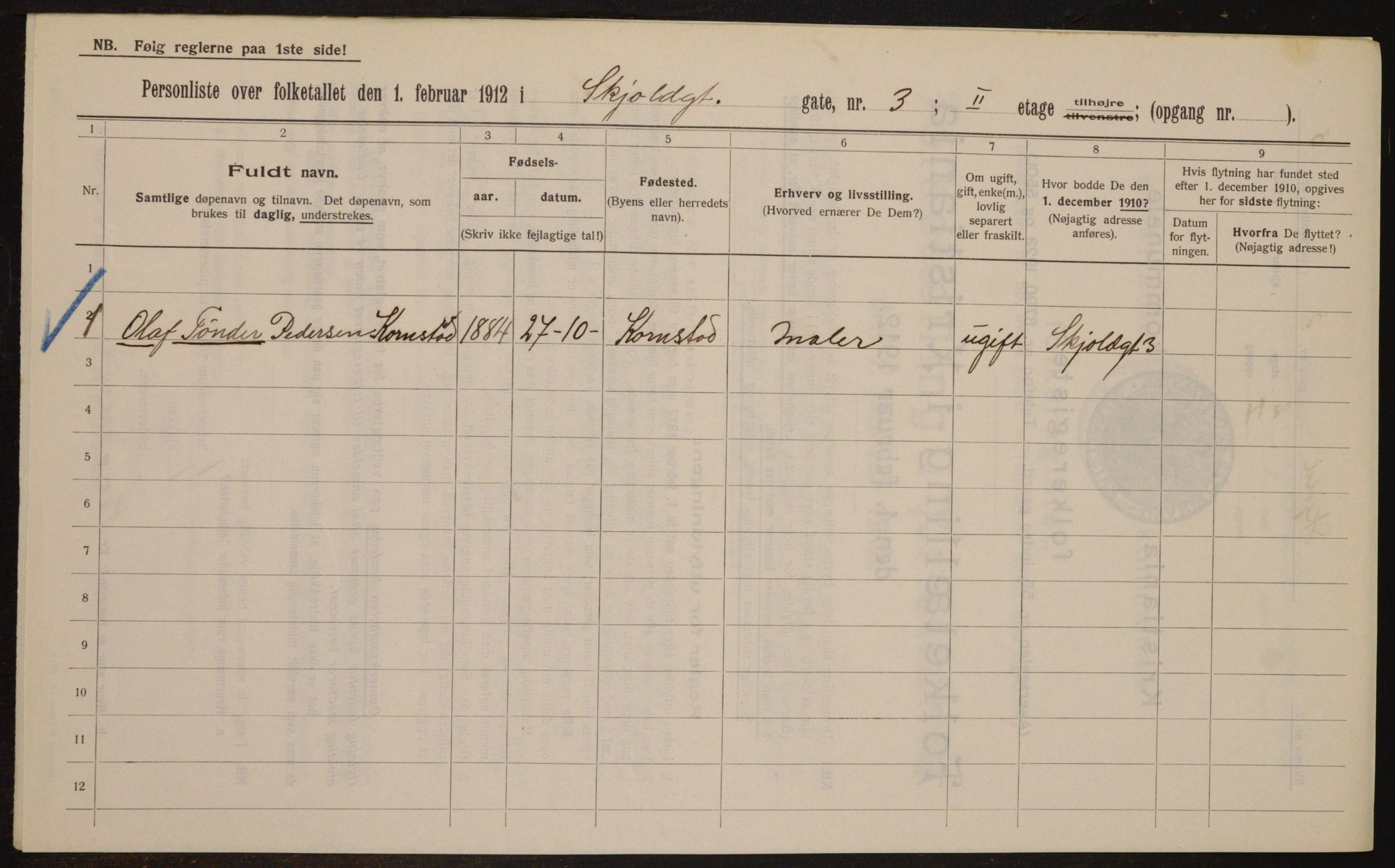 OBA, Municipal Census 1912 for Kristiania, 1912, p. 96469