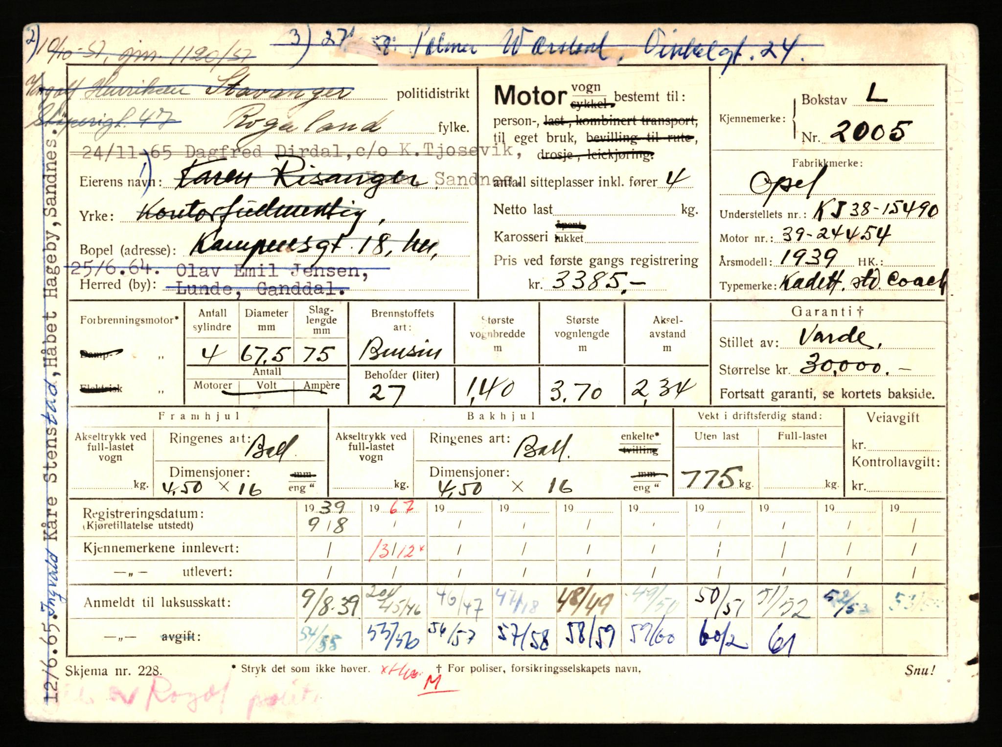 Stavanger trafikkstasjon, AV/SAST-A-101942/0/F/L0006: L-1700 - L-2149, 1930-1971, p. 1265