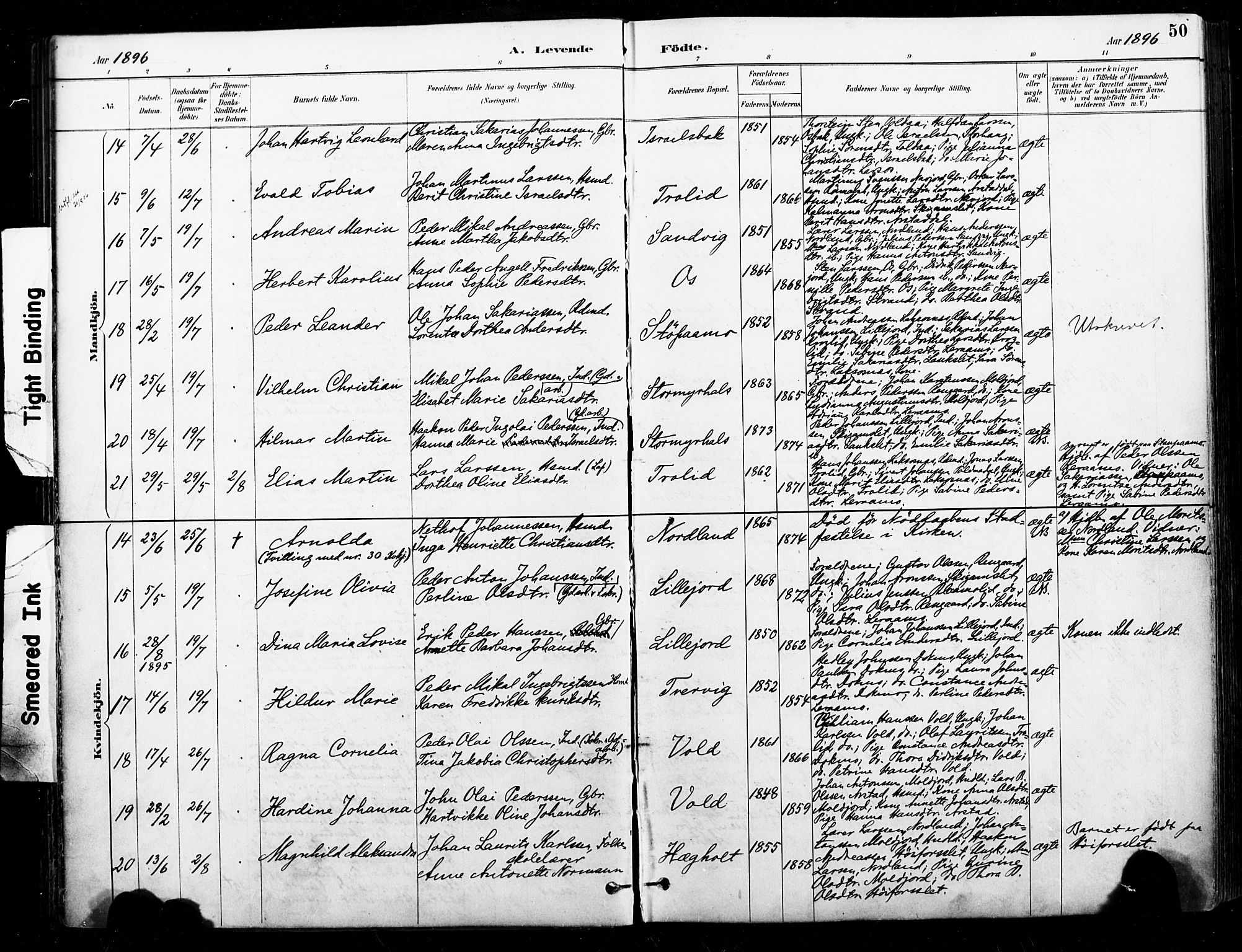 Ministerialprotokoller, klokkerbøker og fødselsregistre - Nordland, AV/SAT-A-1459/846/L0646: Parish register (official) no. 846A04, 1887-1901, p. 50