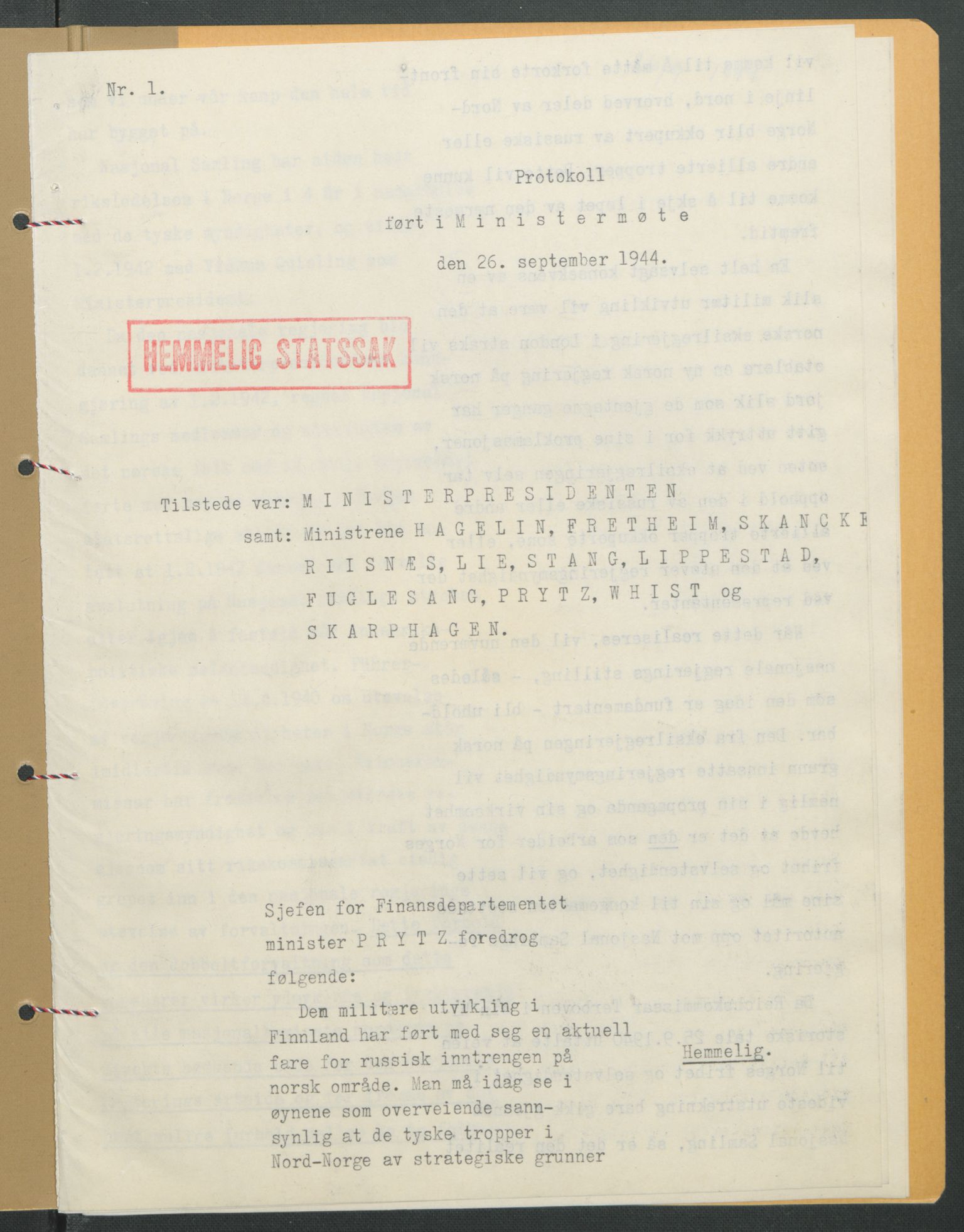 NS-administrasjonen 1940-1945 (Statsrådsekretariatet, de kommisariske statsråder mm), RA/S-4279/D/Db/L0111/0003: Saker fra krigsårene / Journal, 1940-1945, p. 169