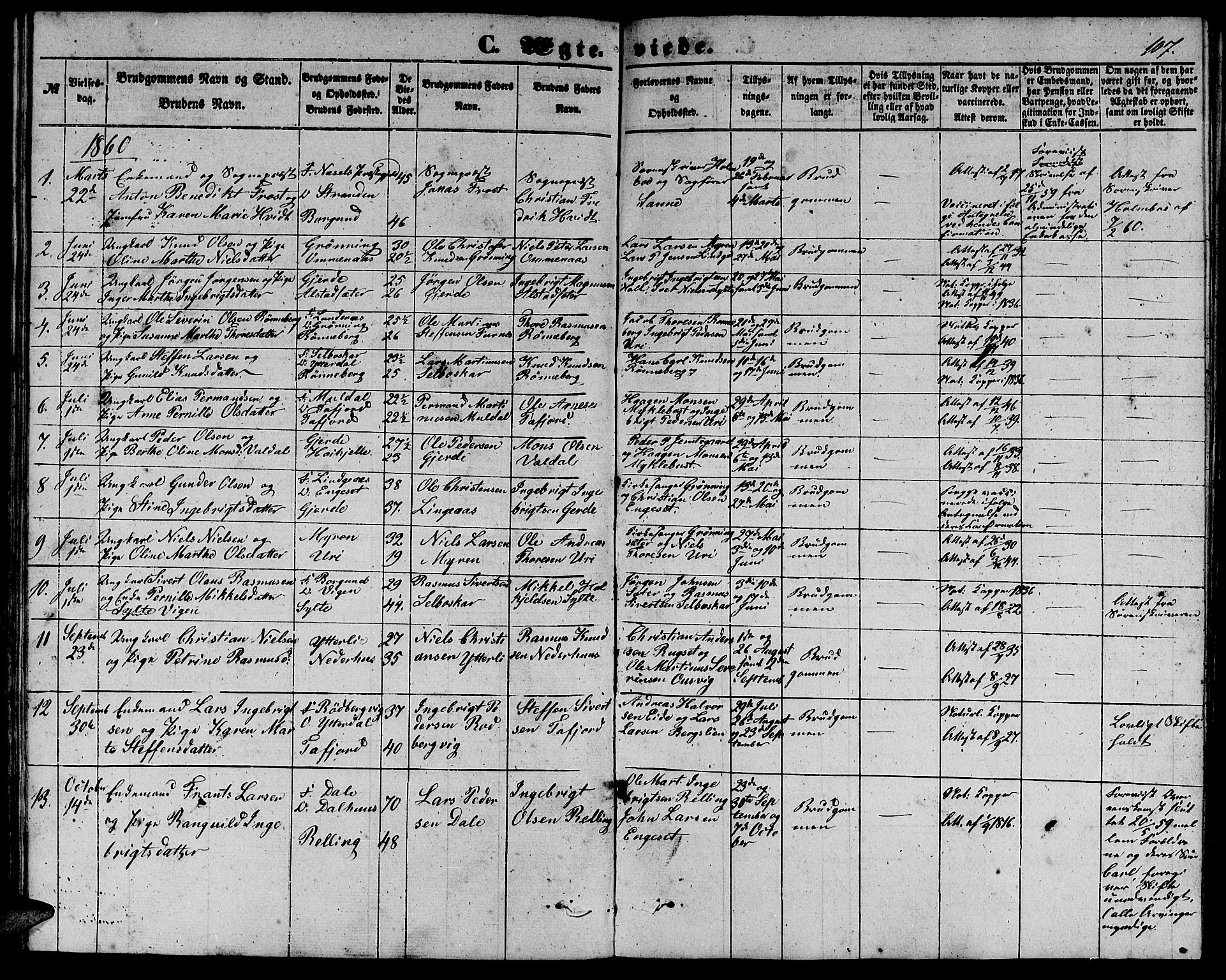 Ministerialprotokoller, klokkerbøker og fødselsregistre - Møre og Romsdal, AV/SAT-A-1454/519/L0261: Parish register (copy) no. 519C02, 1854-1867, p. 107