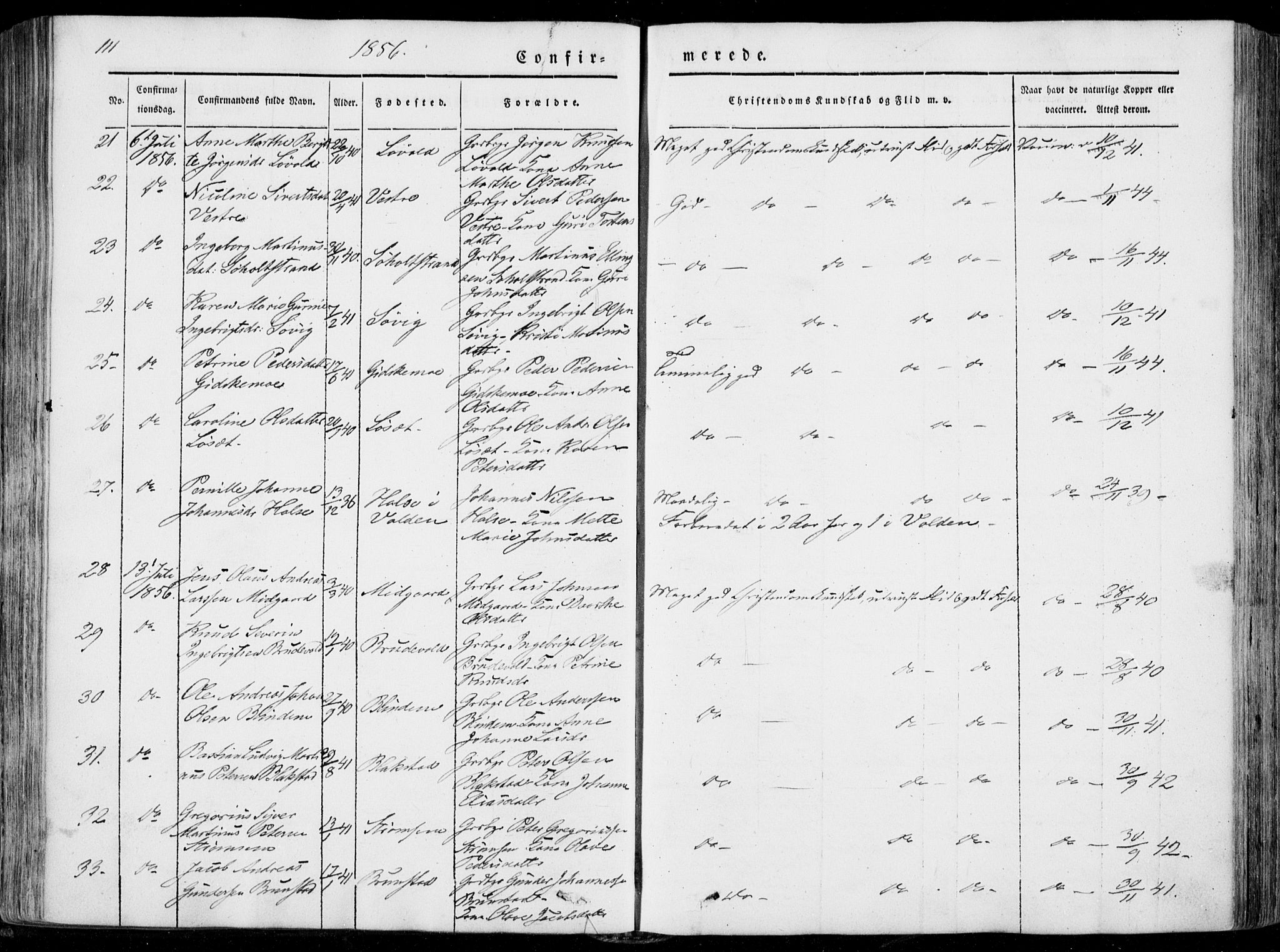 Ministerialprotokoller, klokkerbøker og fødselsregistre - Møre og Romsdal, AV/SAT-A-1454/522/L0313: Parish register (official) no. 522A08, 1852-1862, p. 111