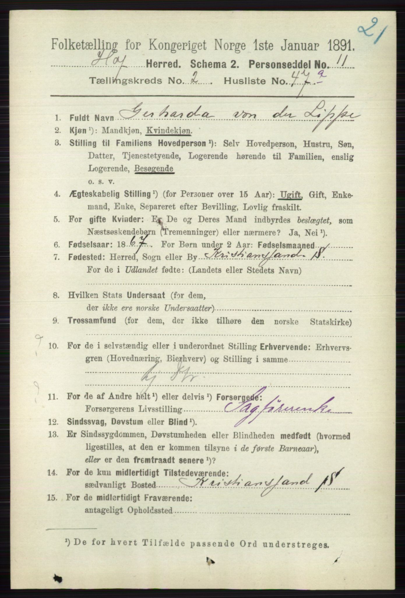 RA, 1891 census for 0714 Hof, 1891, p. 841