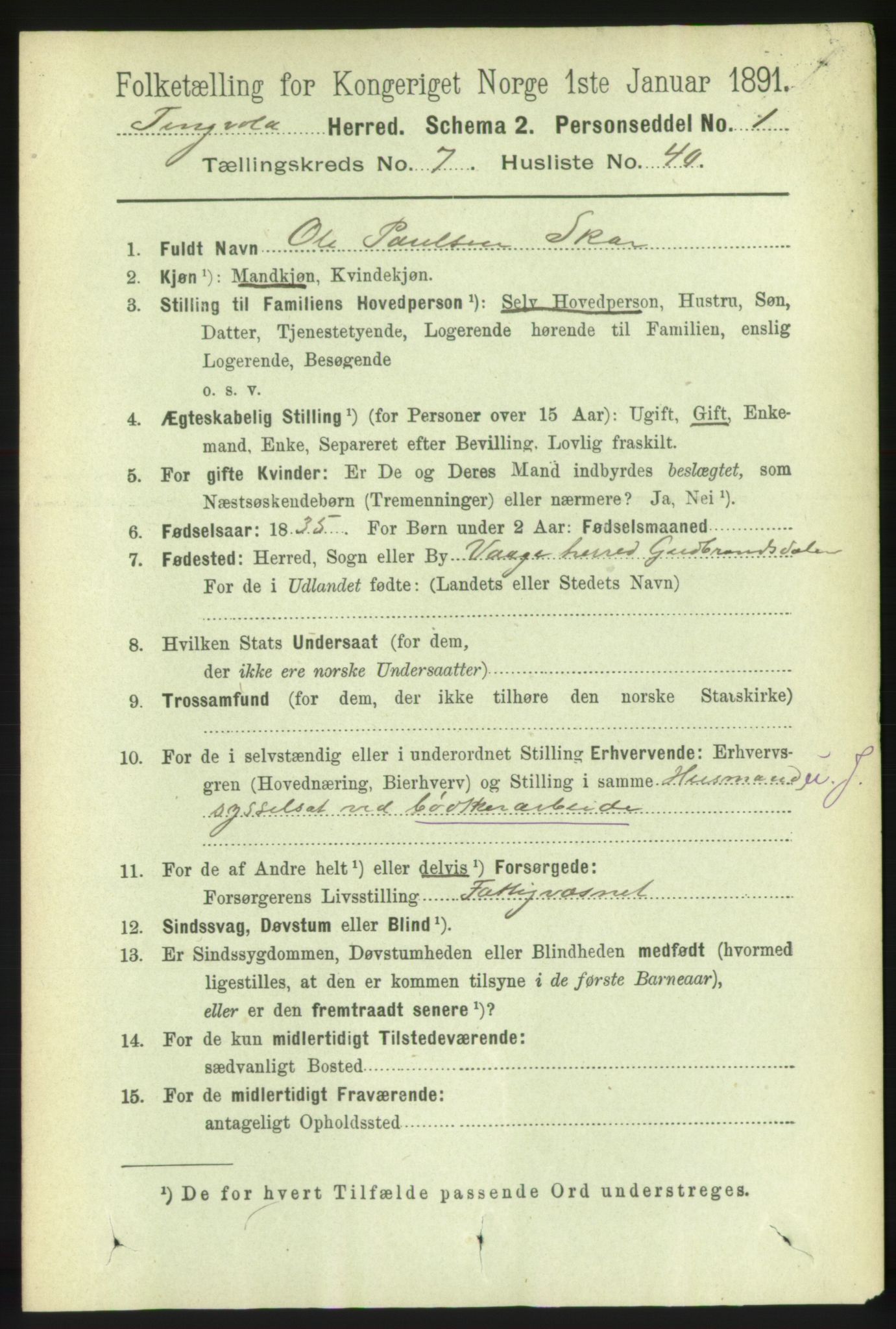 RA, 1891 census for 1560 Tingvoll, 1891, p. 3223