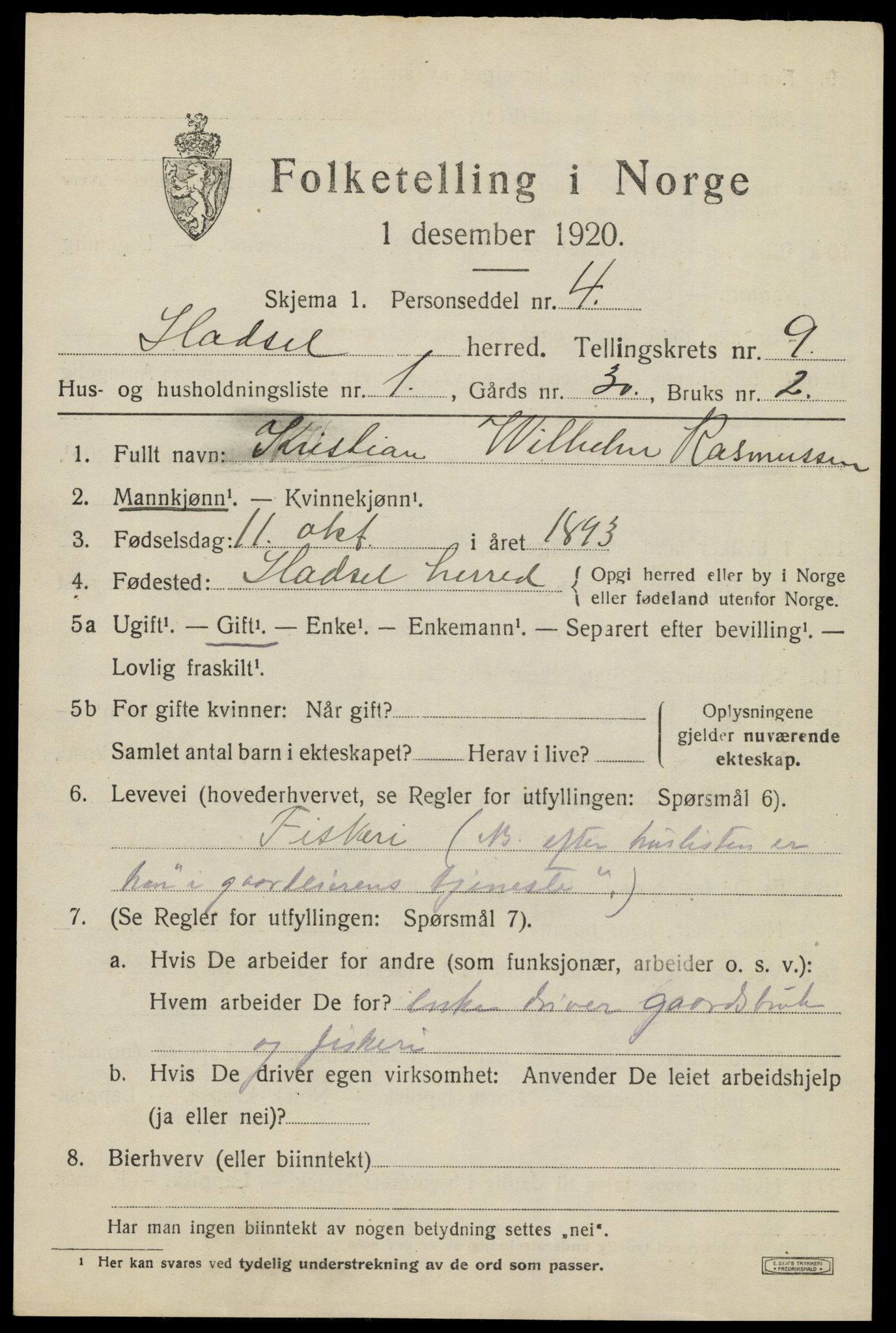 SAT, 1920 census for Hadsel, 1920, p. 7670