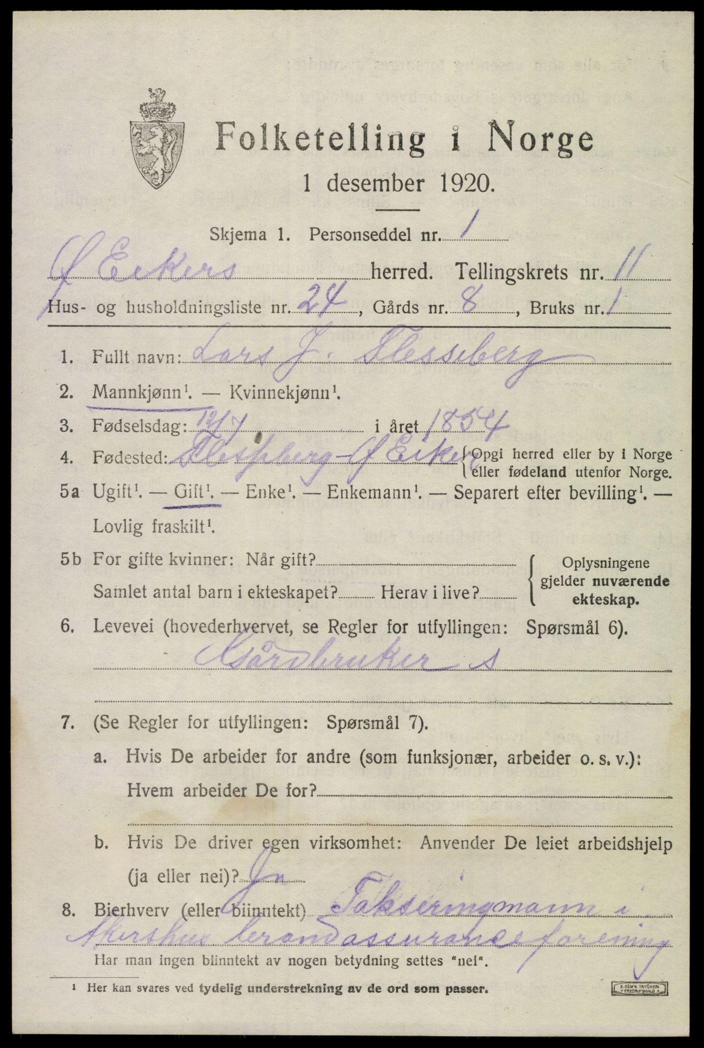 SAKO, 1920 census for Øvre Eiker, 1920, p. 17558