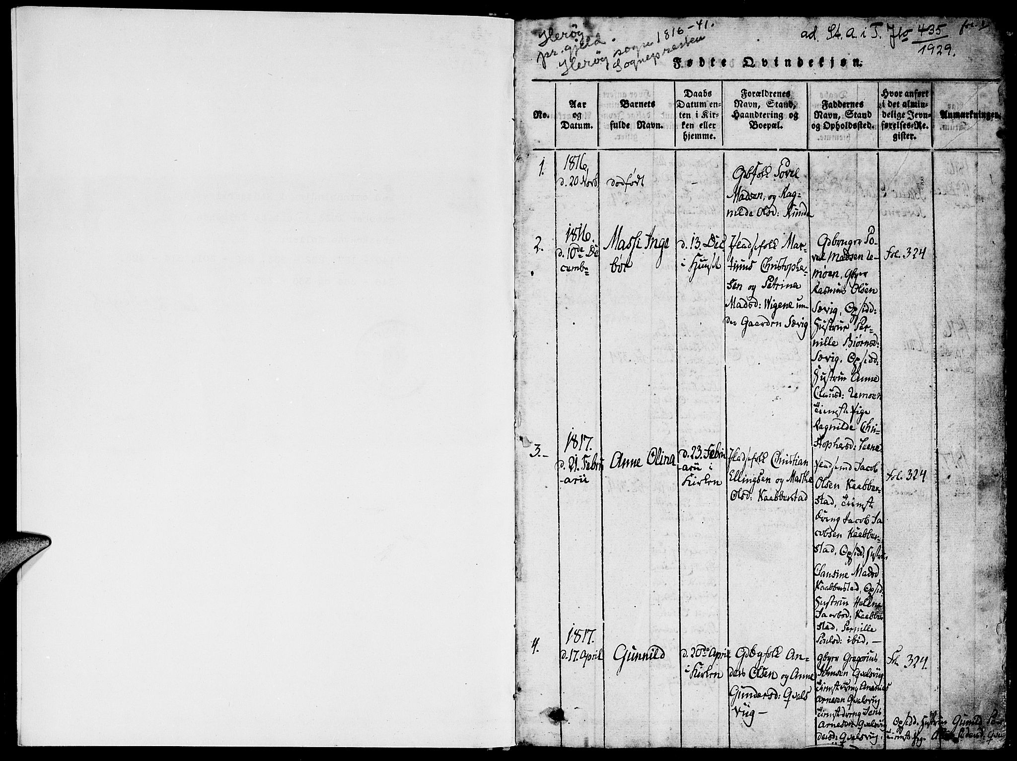 Ministerialprotokoller, klokkerbøker og fødselsregistre - Møre og Romsdal, SAT/A-1454/507/L0069: Parish register (official) no. 507A04, 1816-1841, p. 1