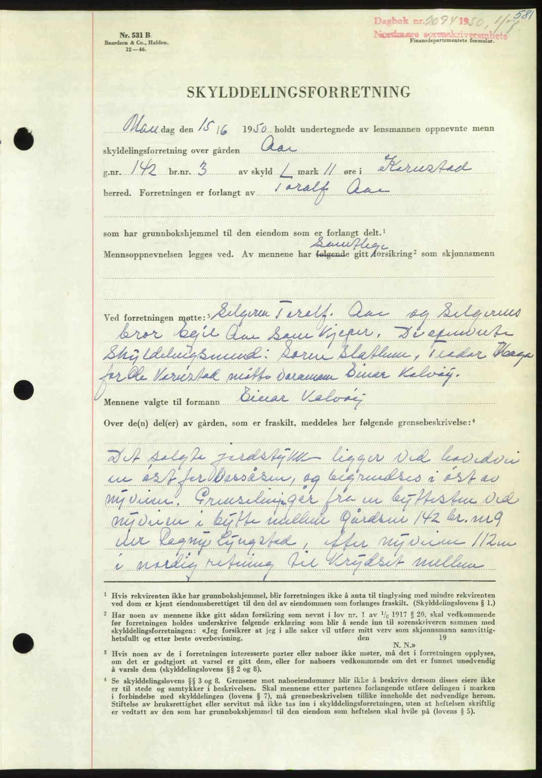 Nordmøre sorenskriveri, AV/SAT-A-4132/1/2/2Ca: Mortgage book no. A115, 1950-1950, Diary no: : 2094/1950