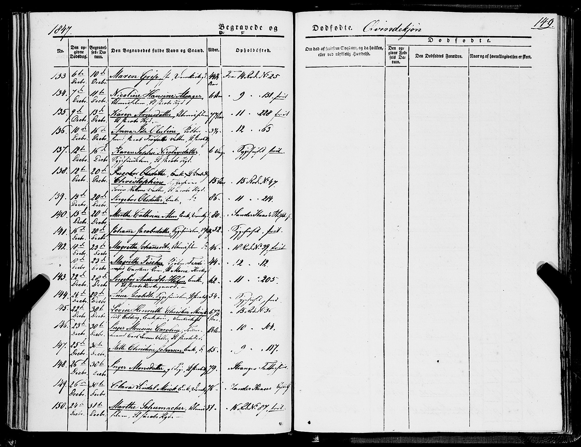 Domkirken sokneprestembete, SAB/A-74801/H/Haa/L0040: Parish register (official) no. E 1, 1841-1853, p. 149