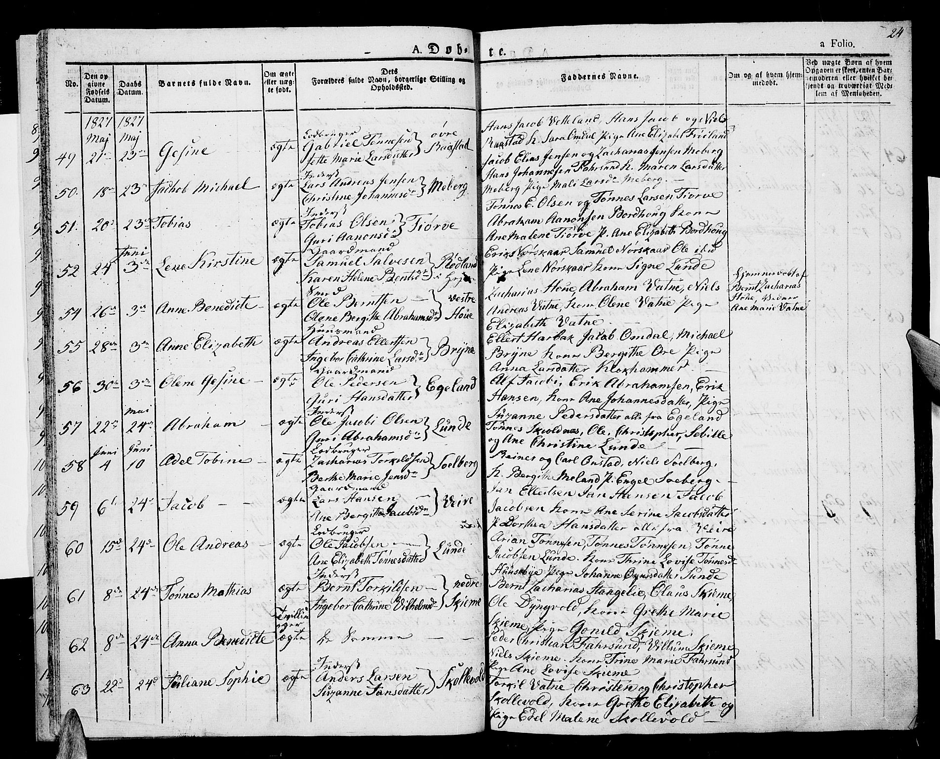 Lista sokneprestkontor, AV/SAK-1111-0027/F/Fa/L0008: Parish register (official) no. A 8, 1823-1835, p. 24