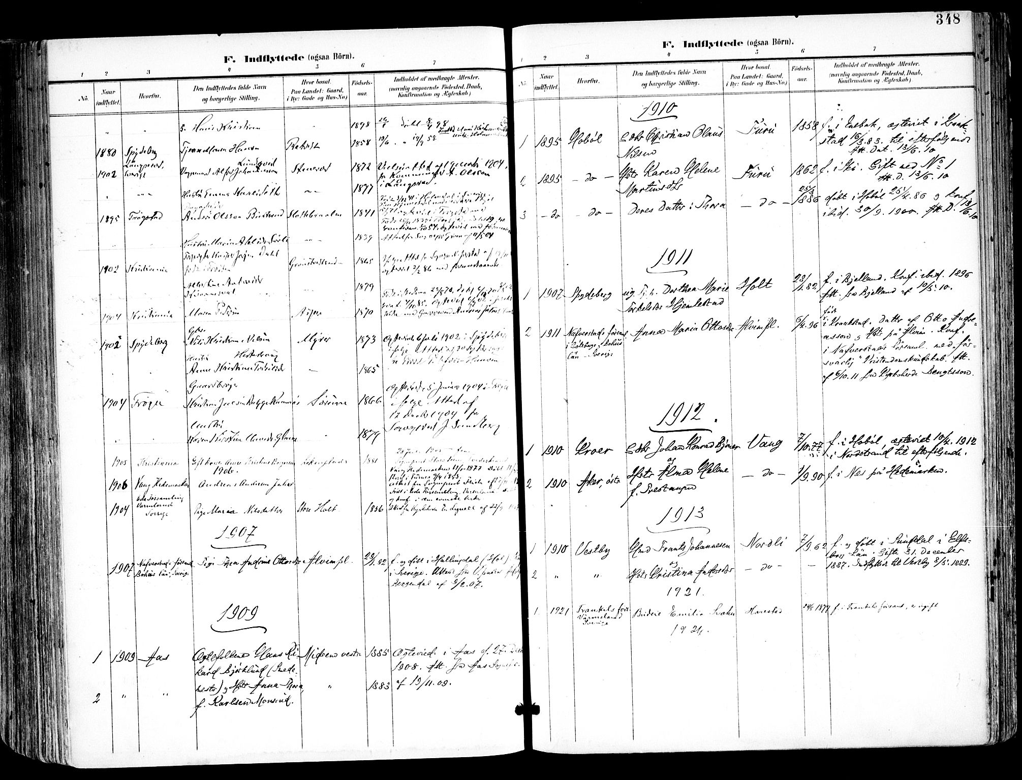 Kråkstad prestekontor Kirkebøker, SAO/A-10125a/F/Fa/L0010: Parish register (official) no. I 10, 1893-1931, p. 348