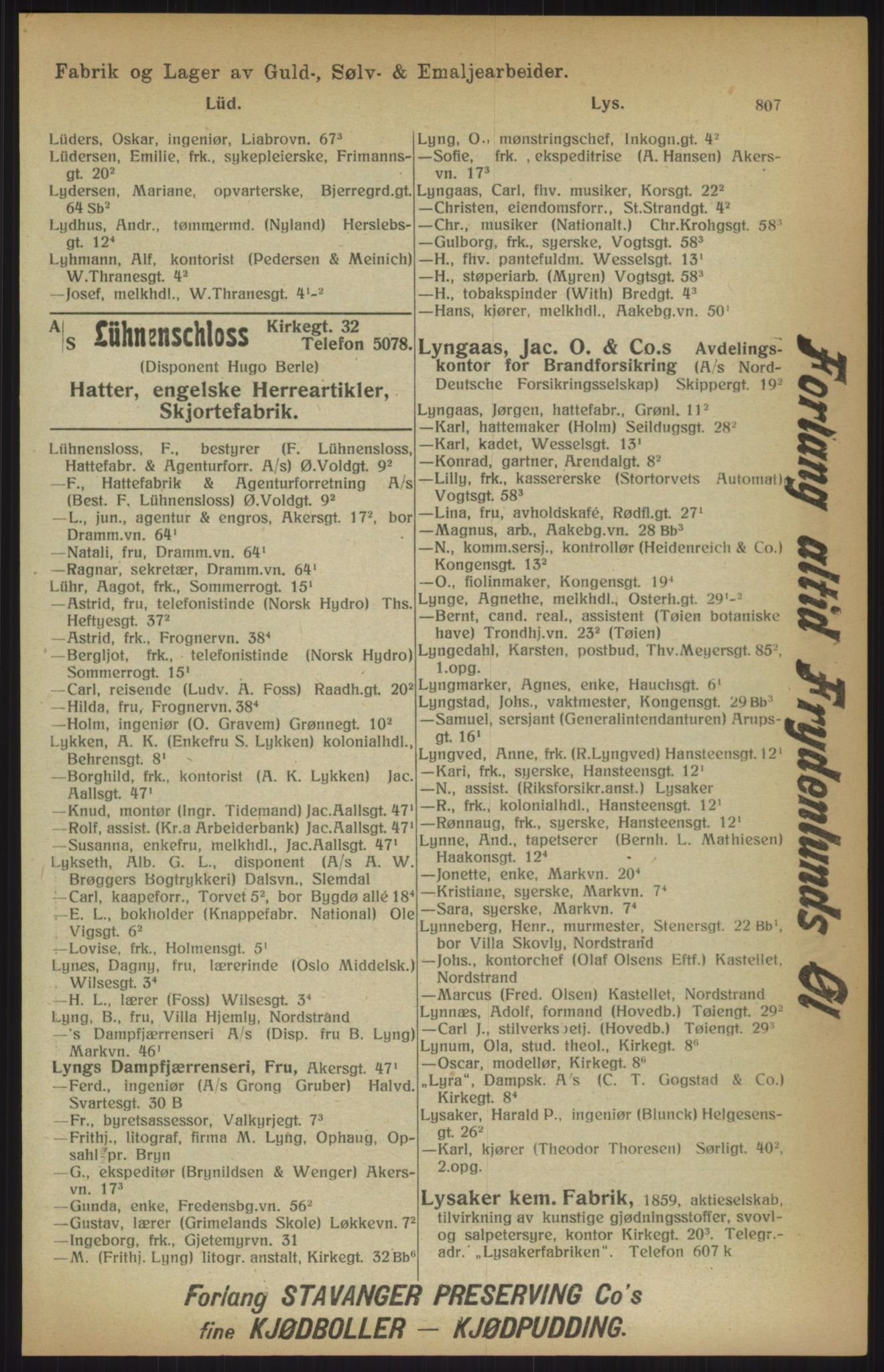 Kristiania/Oslo adressebok, PUBL/-, 1915, p. 807