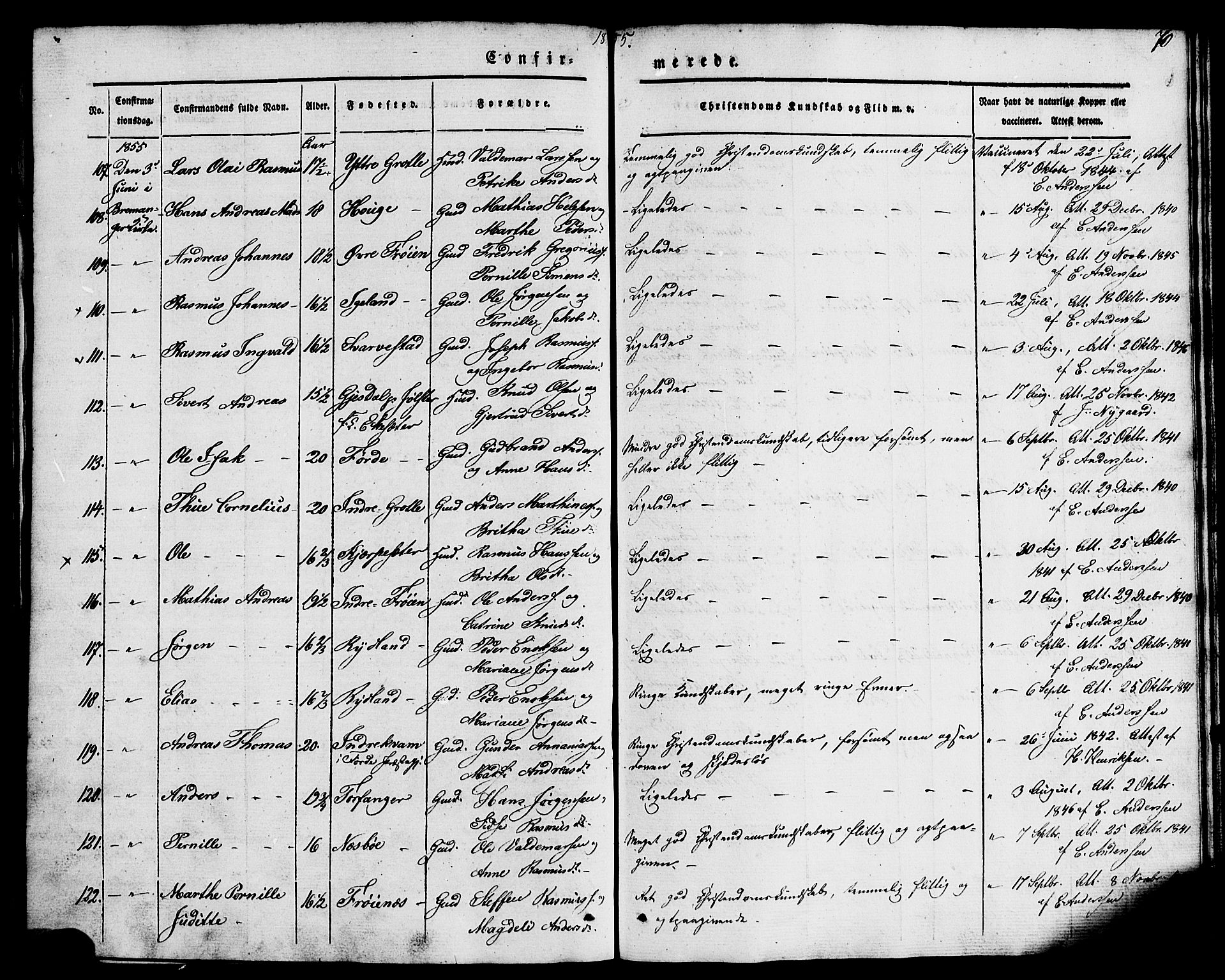 Kinn sokneprestembete, SAB/A-80801/H/Haa/Haaa/L0007: Parish register (official) no. A 7, 1841-1858, p. 70