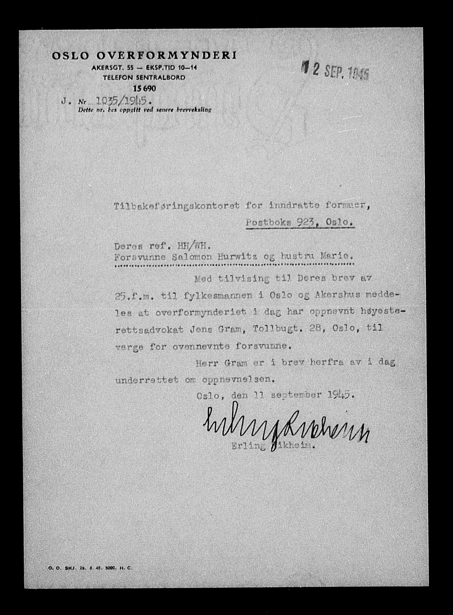 Justisdepartementet, Tilbakeføringskontoret for inndratte formuer, AV/RA-S-1564/H/Hc/Hcc/L0945: --, 1945-1947, p. 37