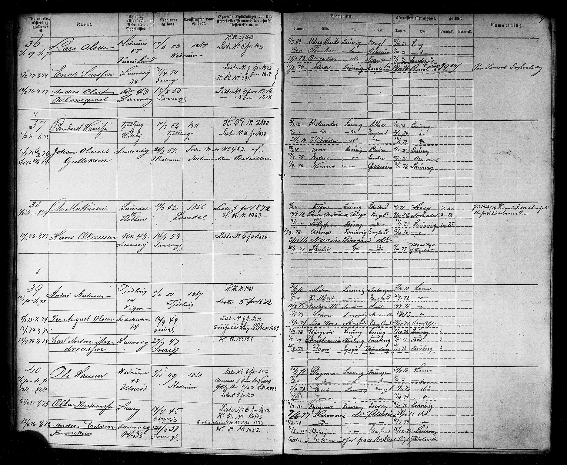 Larvik innrulleringskontor, AV/SAKO-A-787/F/Fb/L0004: Annotasjonsrulle, 1870-1882, p. 10