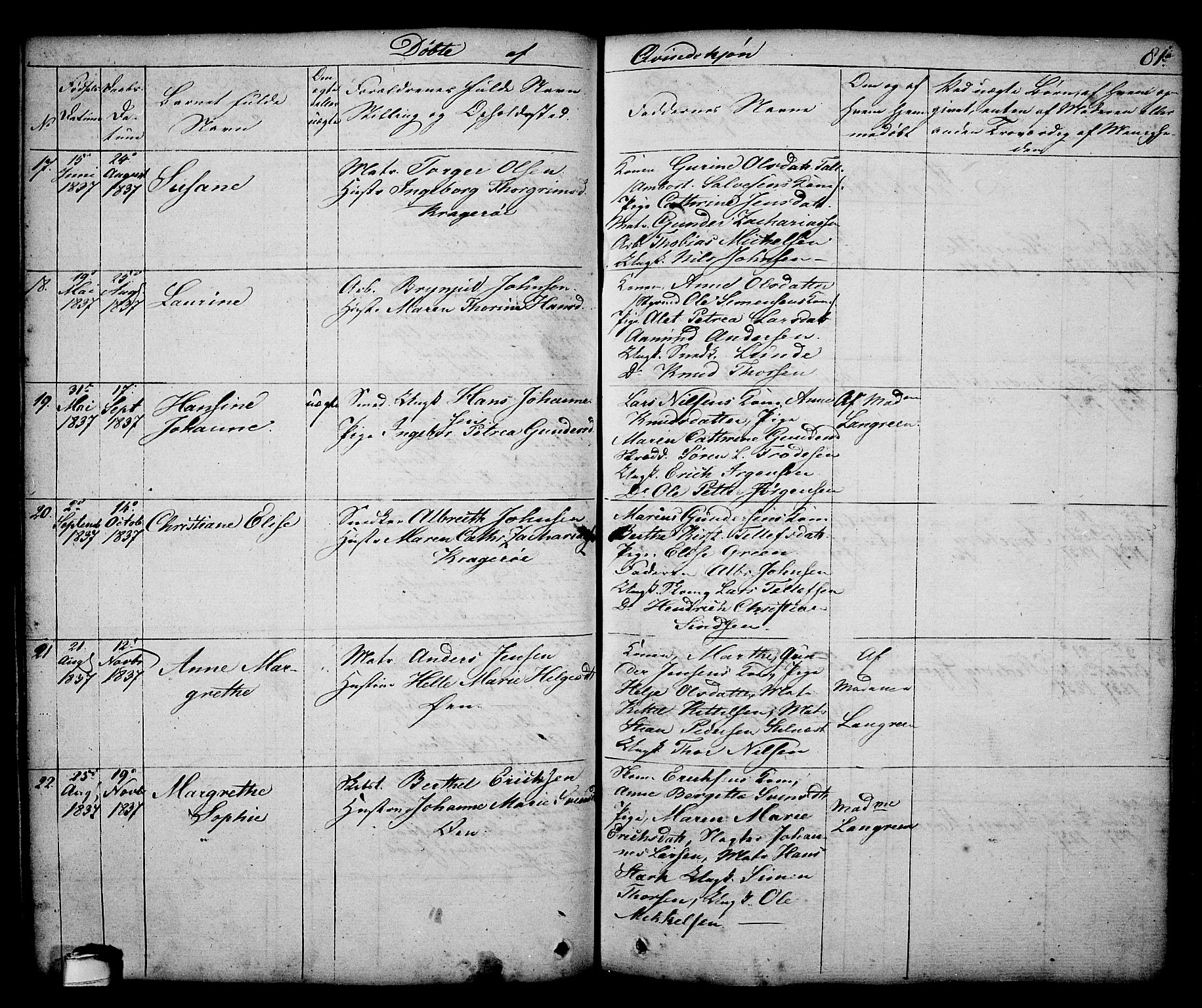 Kragerø kirkebøker, AV/SAKO-A-278/G/Ga/L0003: Parish register (copy) no. 3, 1832-1852, p. 81