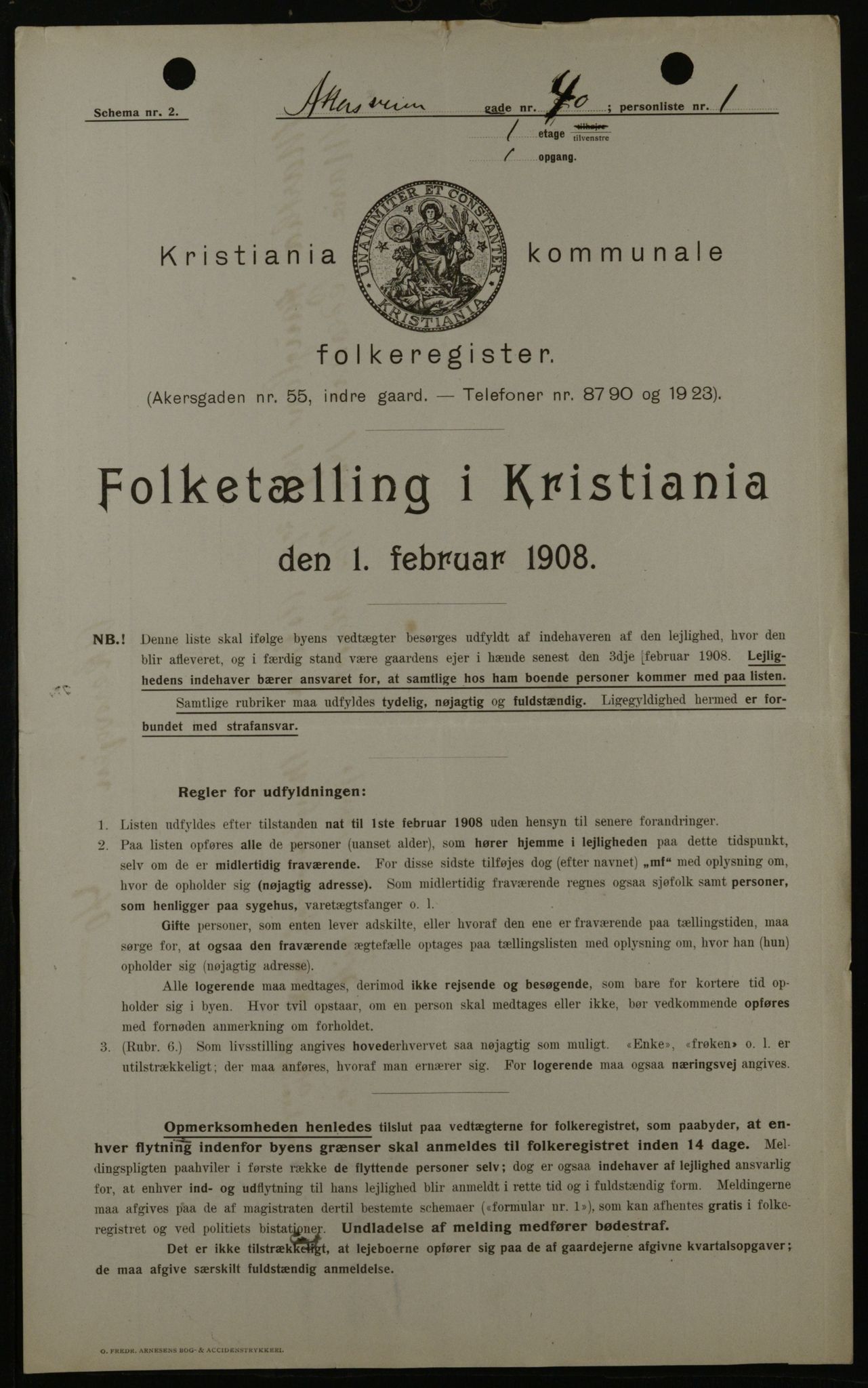 OBA, Municipal Census 1908 for Kristiania, 1908, p. 1236