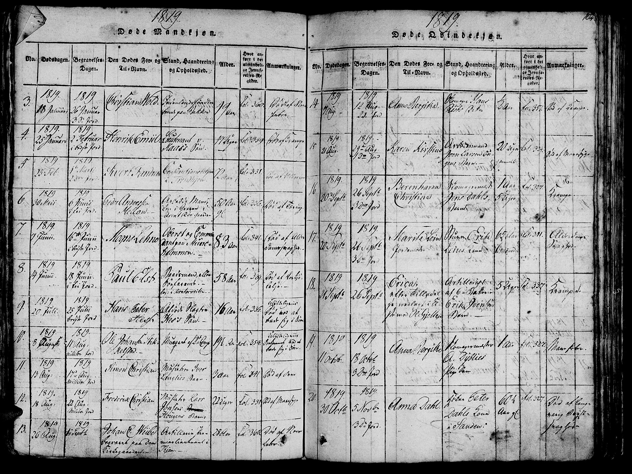 Ministerialprotokoller, klokkerbøker og fødselsregistre - Sør-Trøndelag, SAT/A-1456/602/L0135: Parish register (copy) no. 602C03, 1815-1832, p. 104