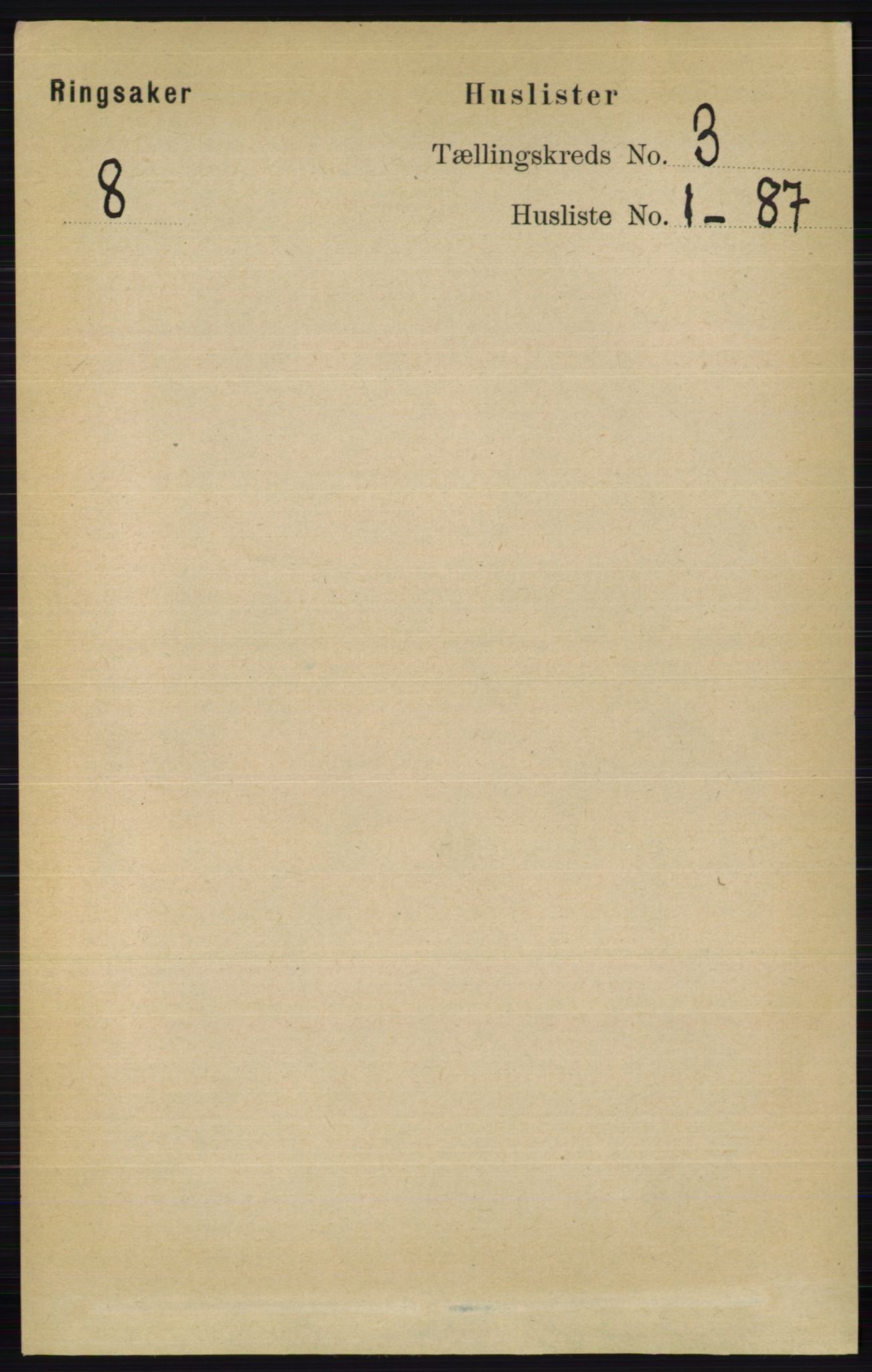 RA, 1891 census for 0412 Ringsaker, 1891, p. 1161