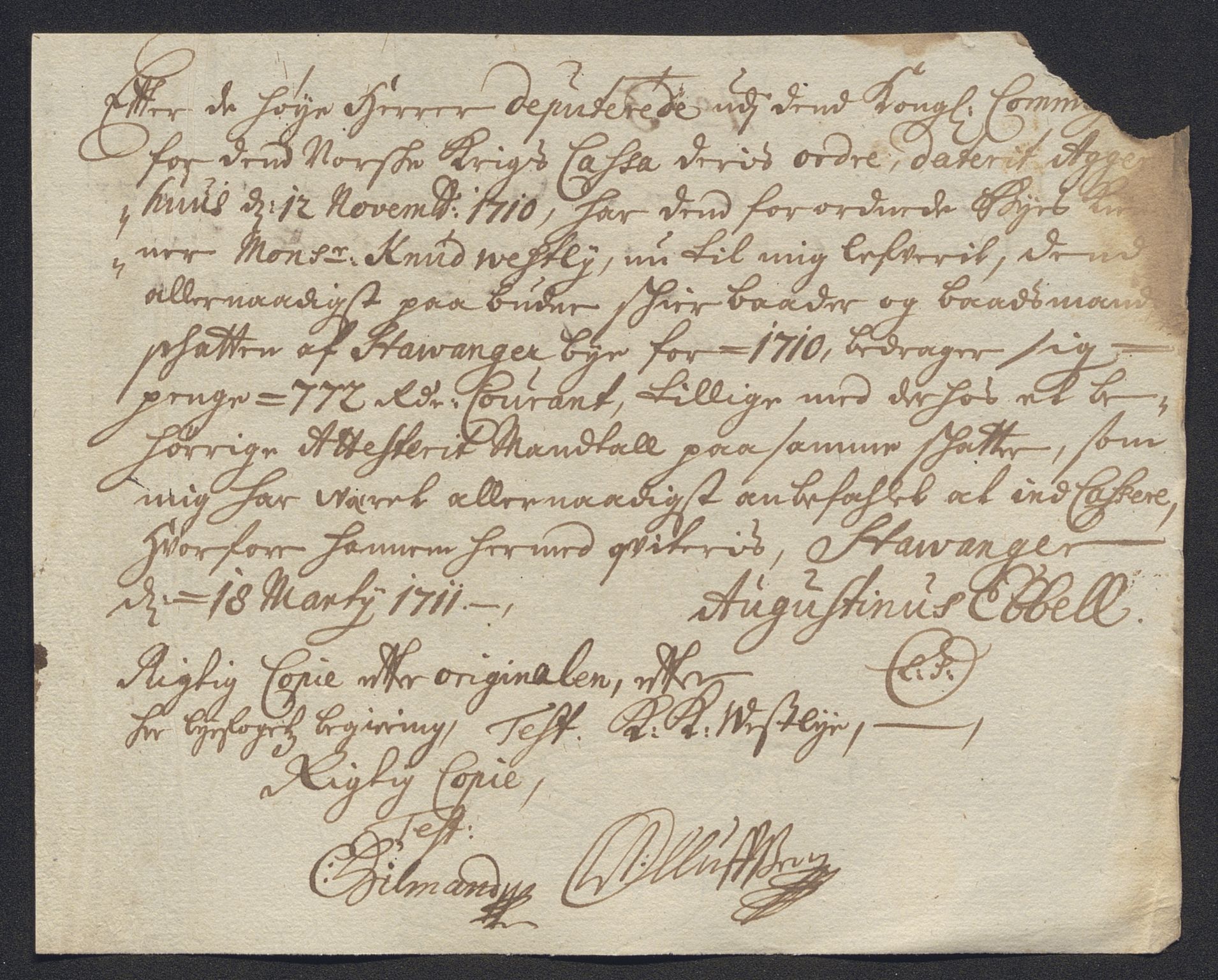 Rentekammeret inntil 1814, Reviderte regnskaper, Byregnskaper, AV/RA-EA-4066/R/Ro/L0302: [O4] Kontribusjonsregnskap, 1687-1711, p. 274