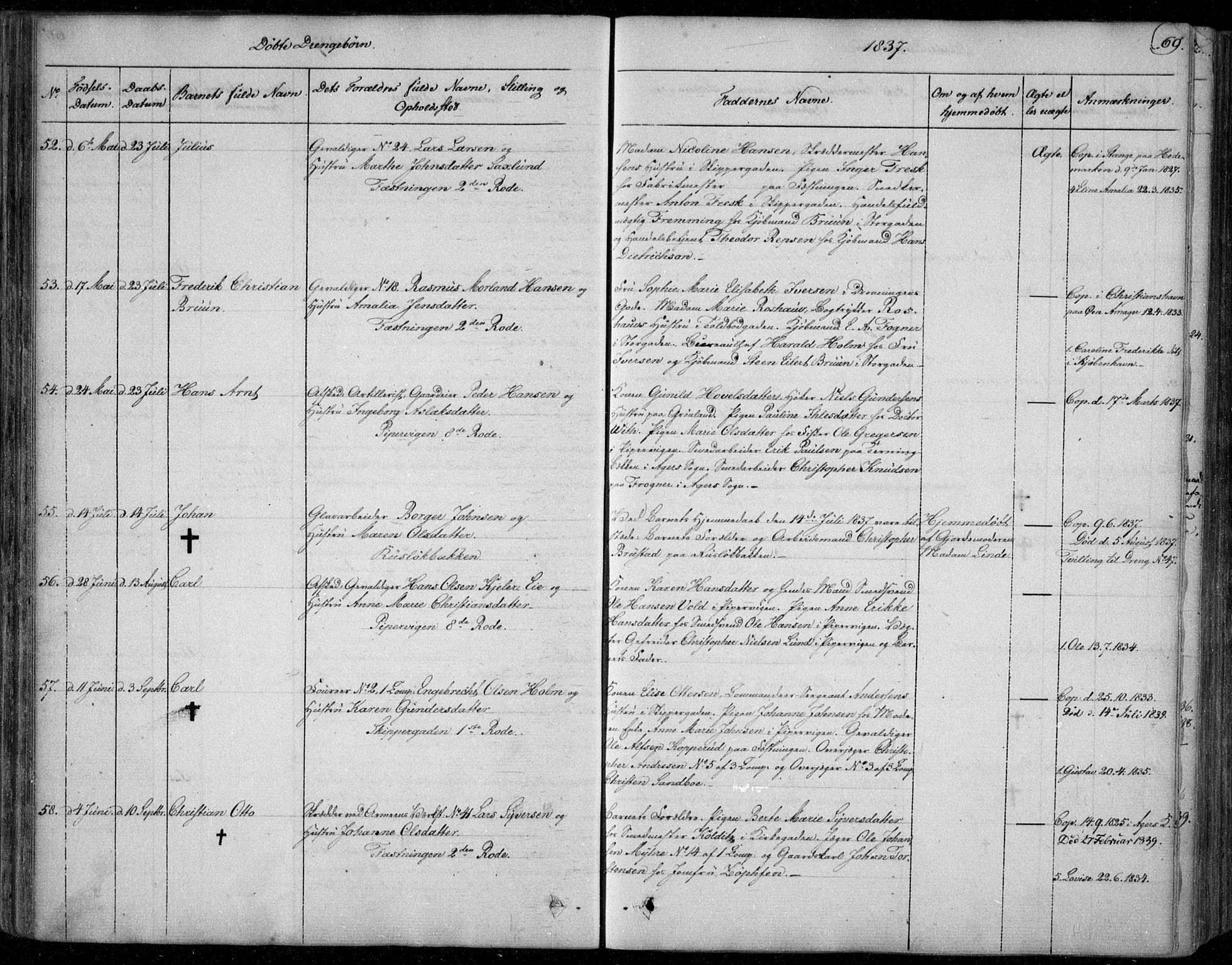 Garnisonsmenigheten Kirkebøker, AV/SAO-A-10846/F/Fa/L0006: Parish register (official) no. 6, 1828-1841, p. 69