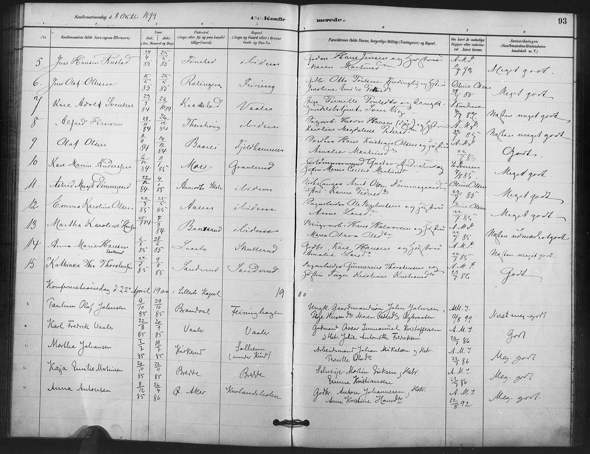 Skedsmo prestekontor Kirkebøker, AV/SAO-A-10033a/F/Fb/L0001: Parish register (official) no. II 1, 1883-1901, p. 93