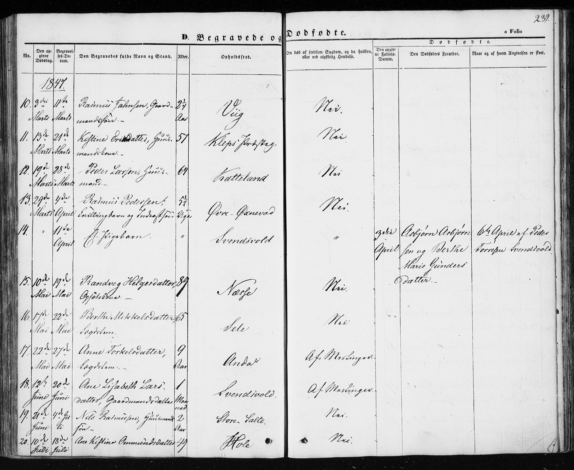 Klepp sokneprestkontor, AV/SAST-A-101803/001/3/30BA/L0004: Parish register (official) no. A 4, 1842-1852, p. 239