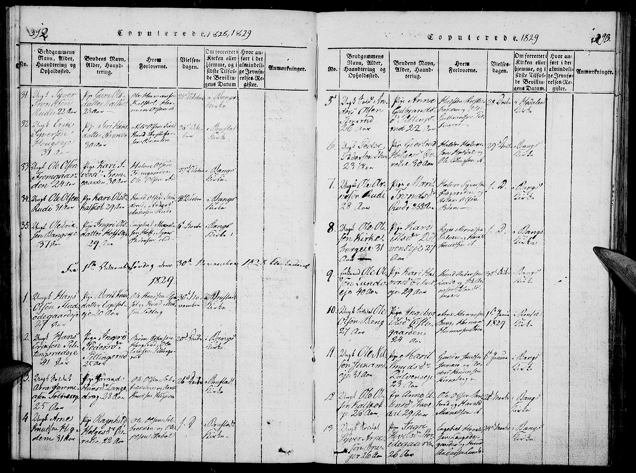 Sør-Aurdal prestekontor, SAH/PREST-128/H/Ha/Haa/L0003: Parish register (official) no. 3, 1825-1840, p. 392-393