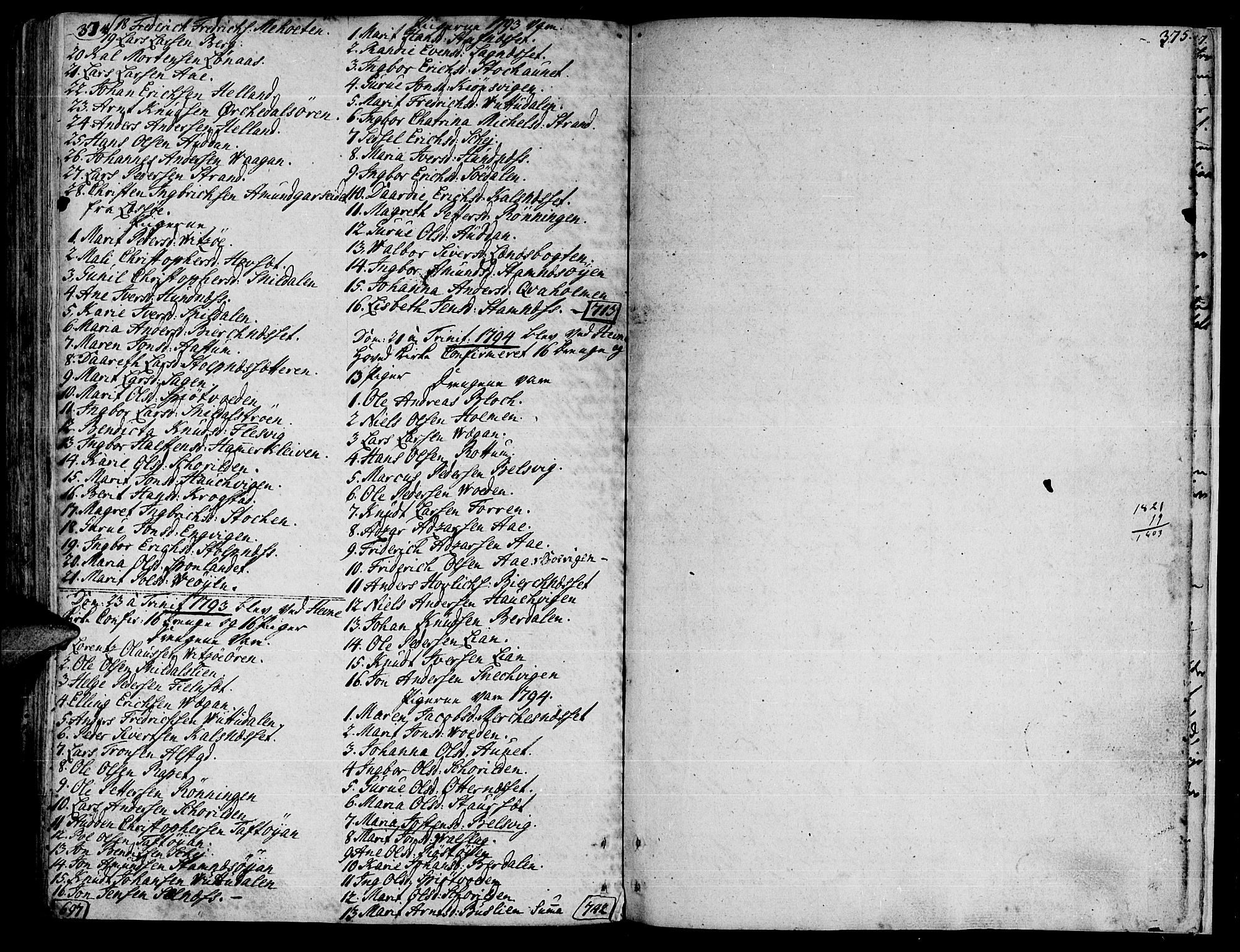 Ministerialprotokoller, klokkerbøker og fødselsregistre - Sør-Trøndelag, SAT/A-1456/630/L0489: Parish register (official) no. 630A02, 1757-1794, p. 374-375