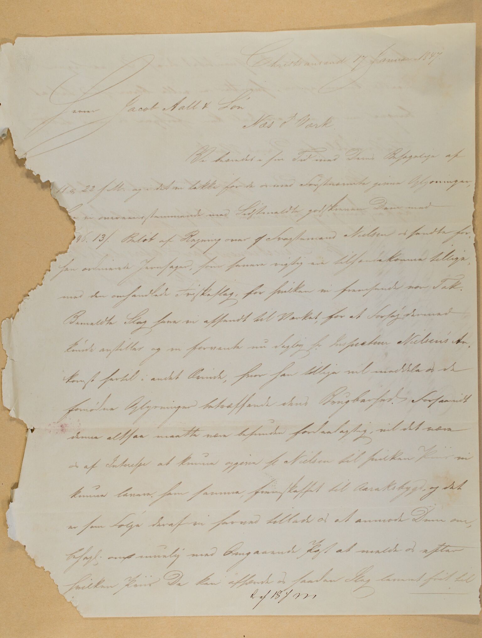 Familien Aalls privatarkiv , NESJ/NJM-005/E-00004/L0022: Inngående brev 1847, del 1, 1847