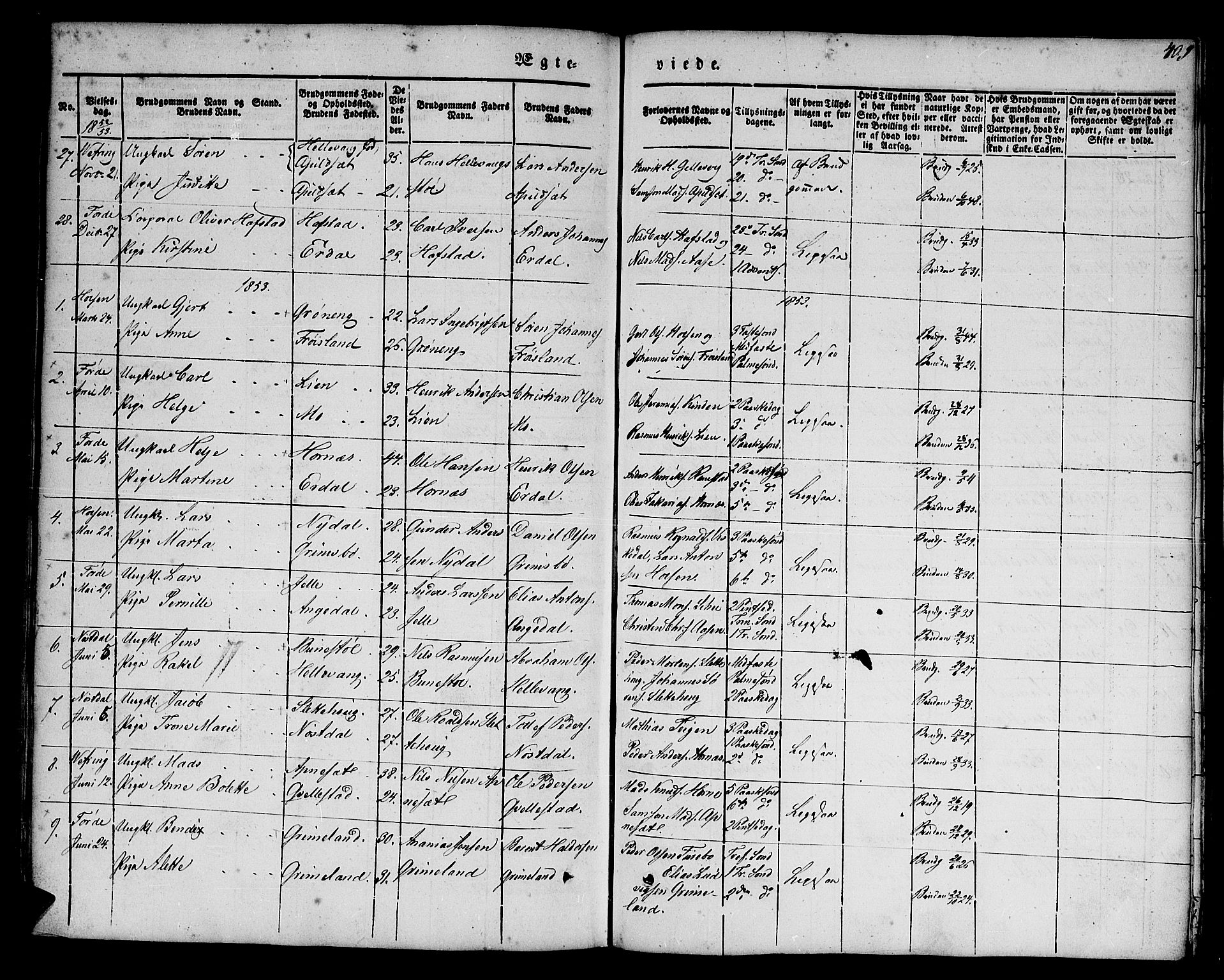 Førde sokneprestembete, SAB/A-79901/H/Haa/Haaa/L0007: Parish register (official) no. A 7, 1843-1860, p. 409