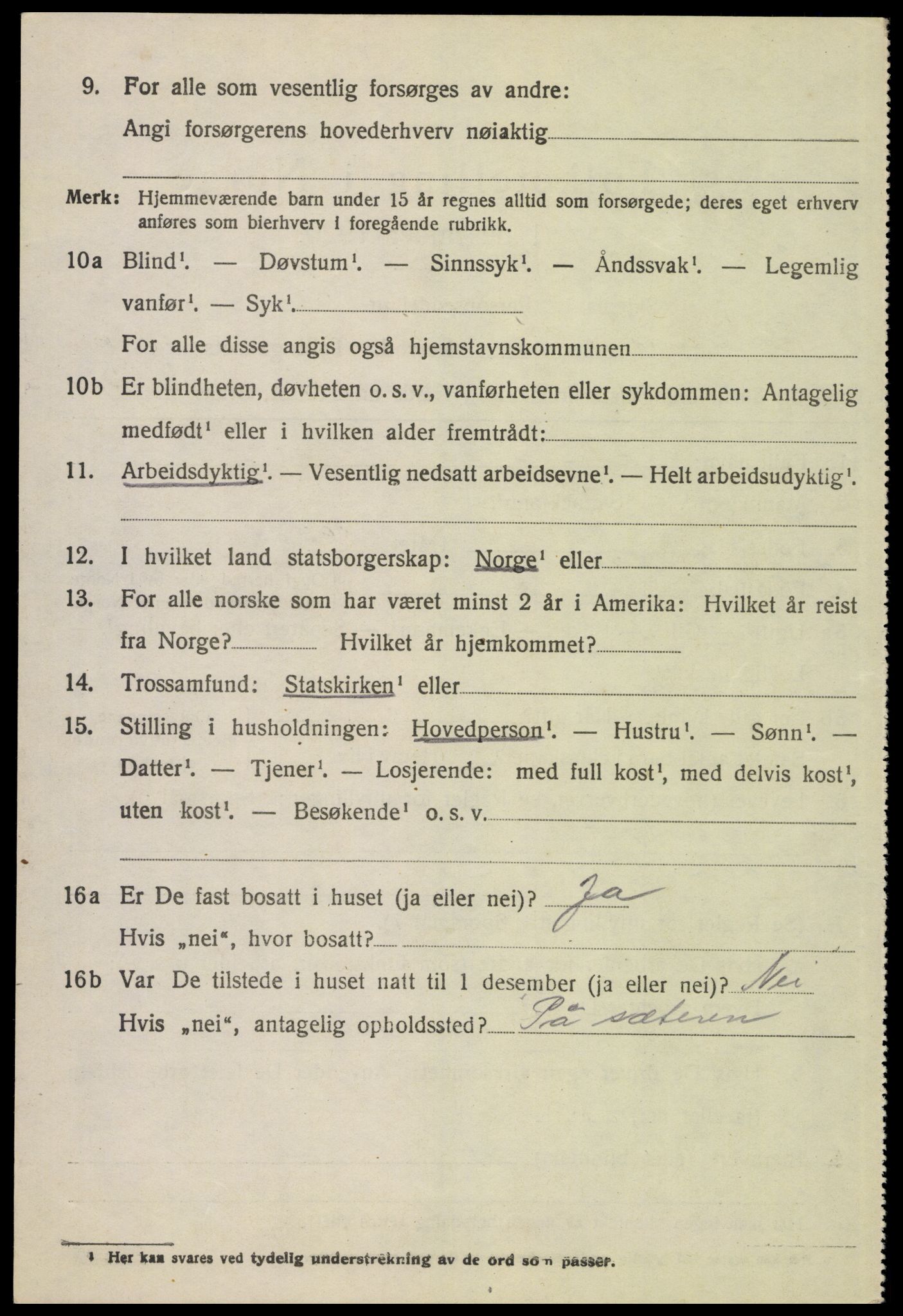 SAH, 1920 census for Tynset, 1920, p. 9677