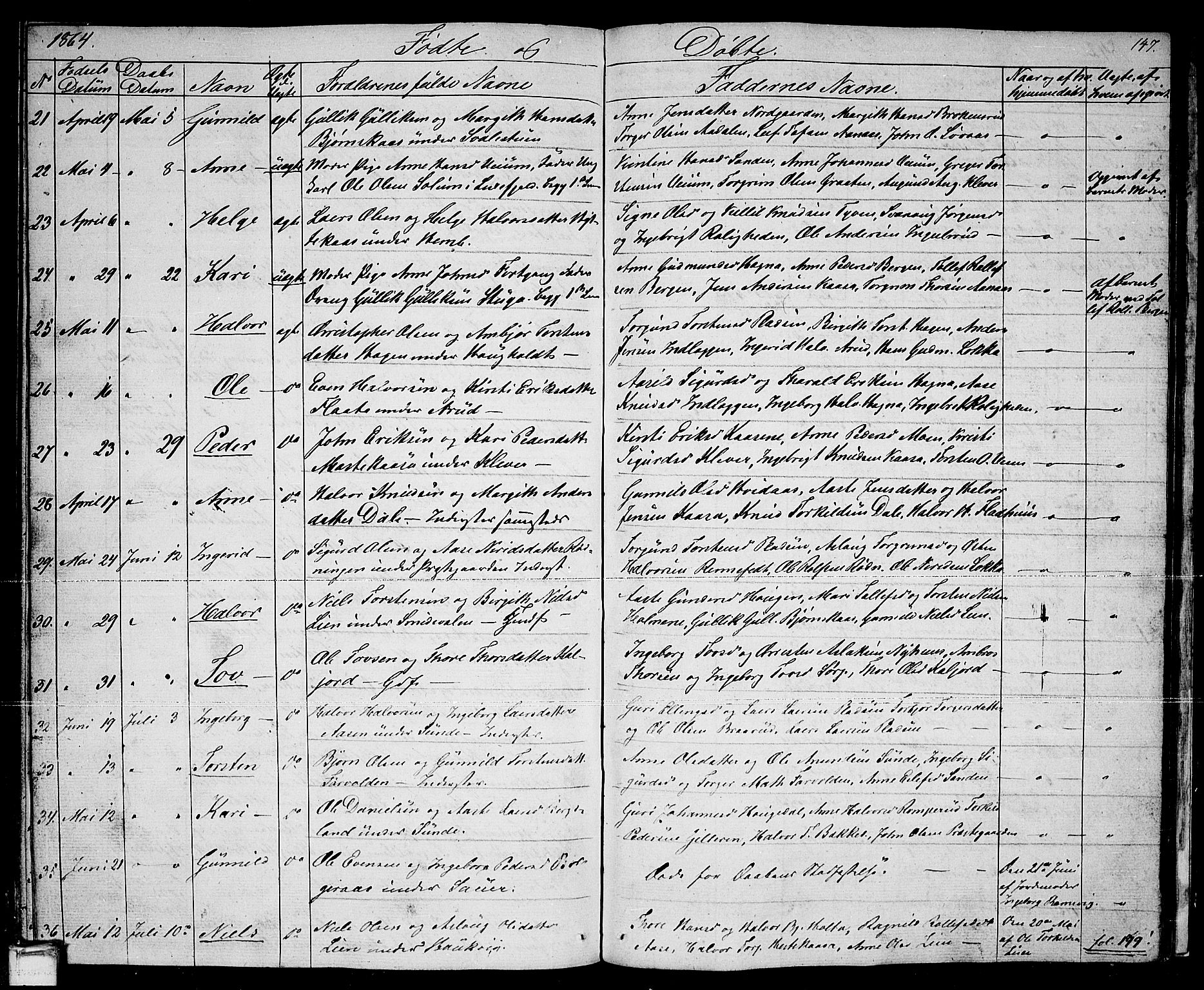 Sauherad kirkebøker, AV/SAKO-A-298/G/Ga/L0002: Parish register (copy) no. I 2, 1842-1866, p. 147