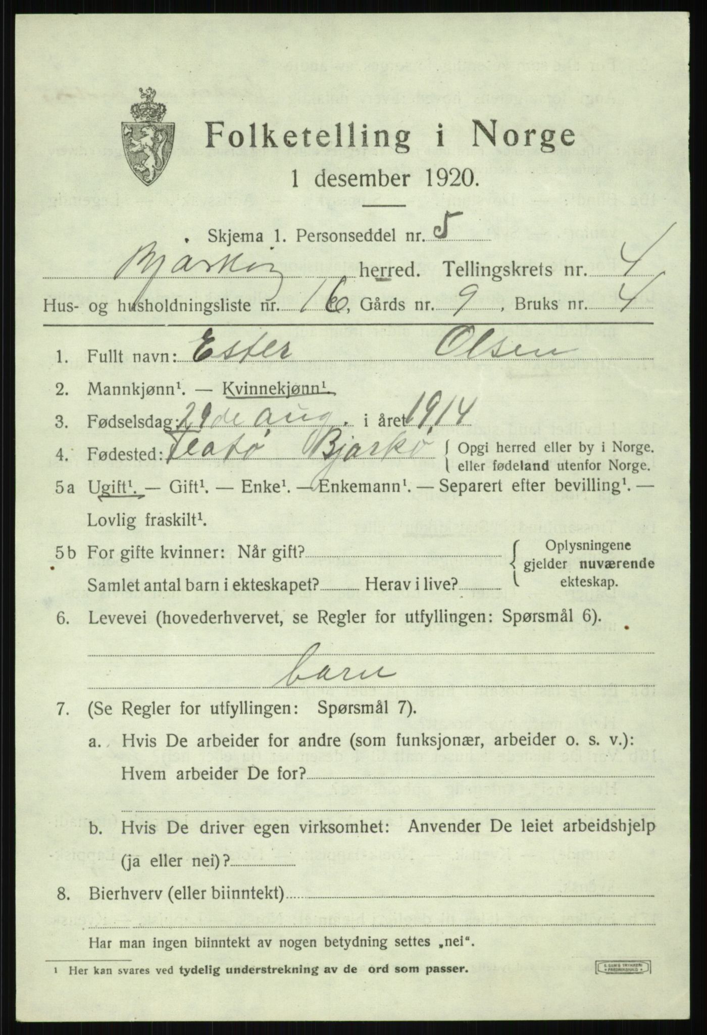 SATØ, 1920 census for Bjarkøy, 1920, p. 2271