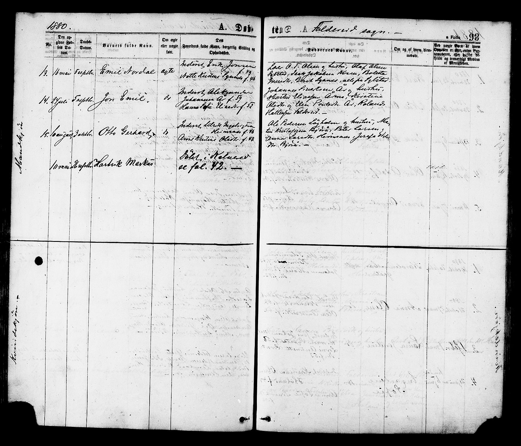 Ministerialprotokoller, klokkerbøker og fødselsregistre - Nord-Trøndelag, AV/SAT-A-1458/780/L0642: Parish register (official) no. 780A07 /2, 1878-1885, p. 93