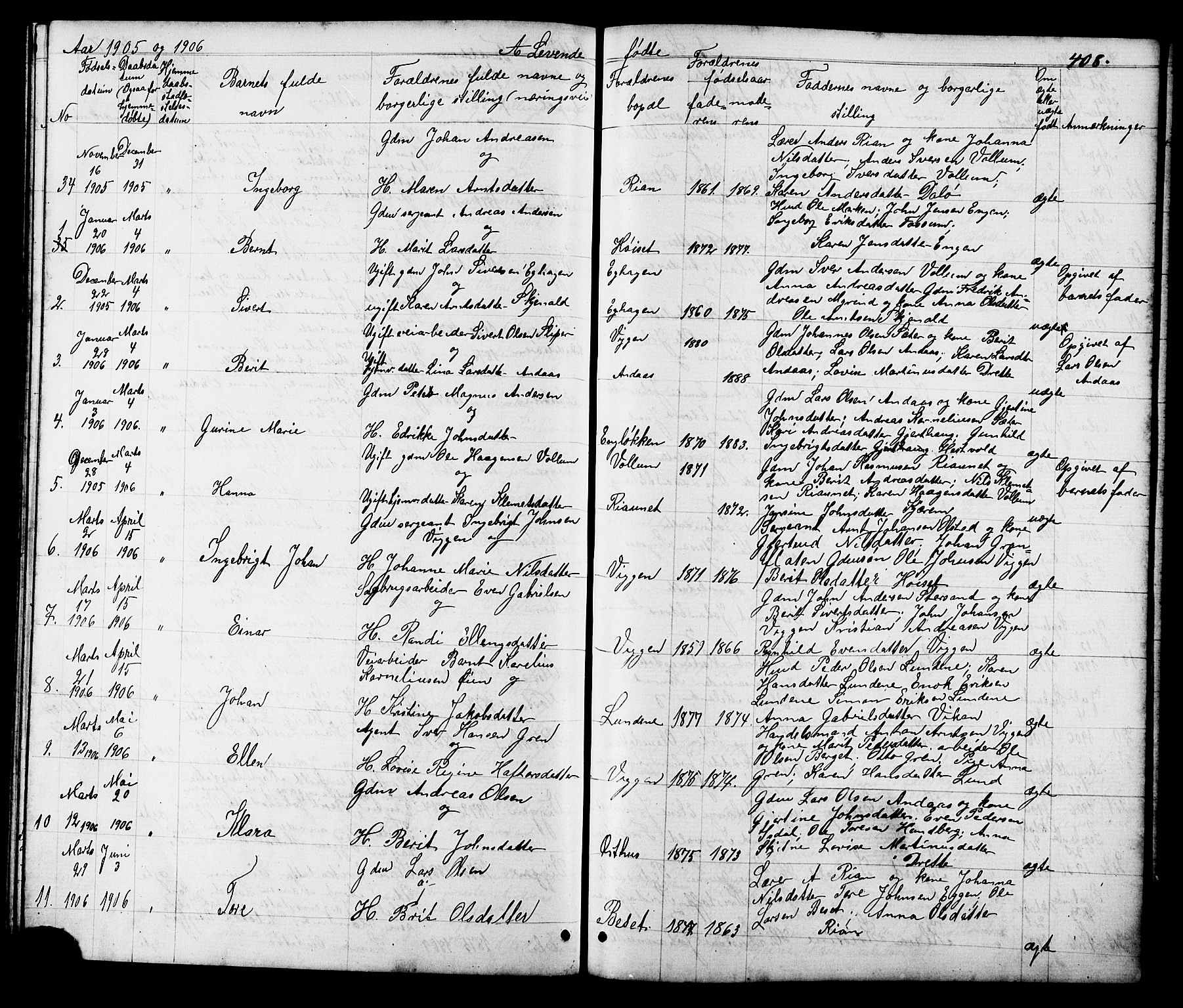 Ministerialprotokoller, klokkerbøker og fødselsregistre - Sør-Trøndelag, SAT/A-1456/665/L0777: Parish register (copy) no. 665C02, 1867-1915, p. 408