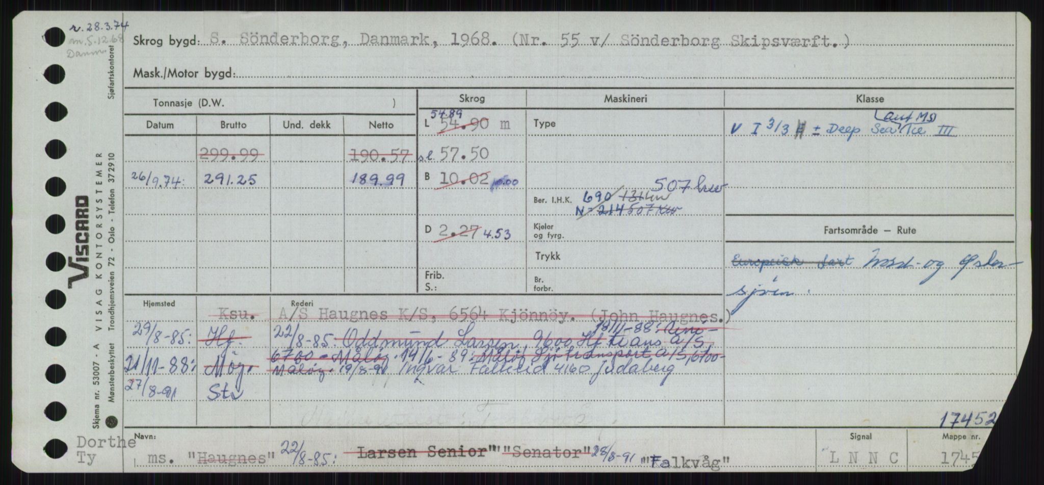 Sjøfartsdirektoratet med forløpere, Skipsmålingen, RA/S-1627/H/Ha/L0002/0001: Fartøy, Eik-Hill / Fartøy, Eik-F, p. 285